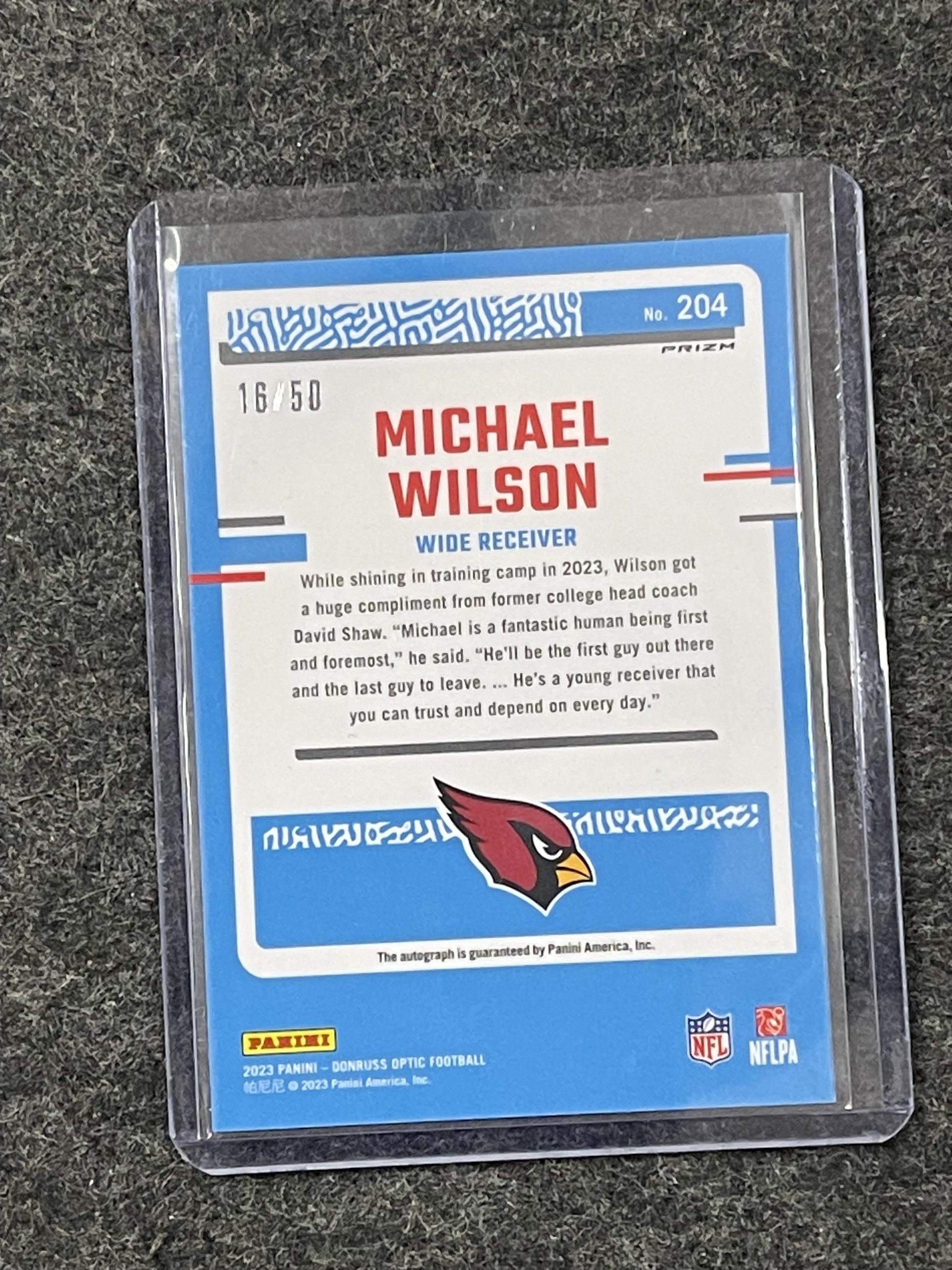 2023 Donruss Optic #204 Michael Wilson Rated Rookies Auto Pink Velocity #/50
