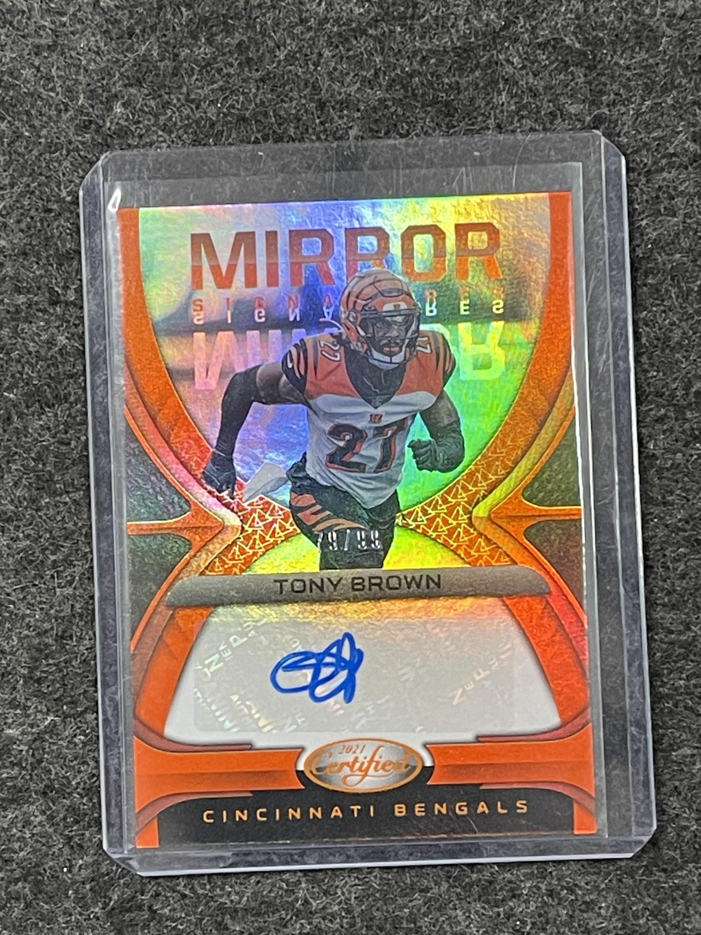 2021 Panini Certified #MS-TR Tony Brown Mirror Signatures Orange Bengals