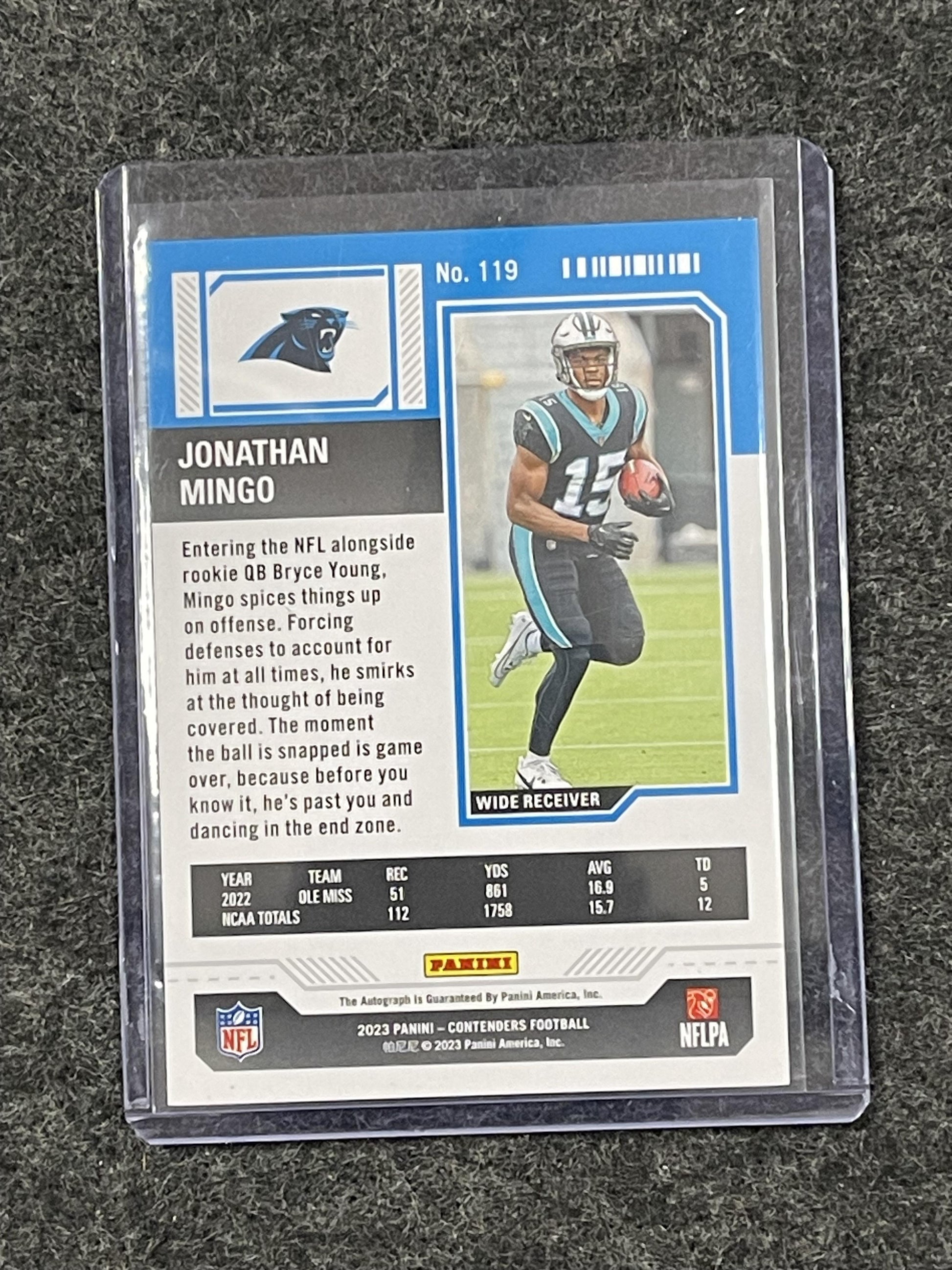 2023 Panini Contenders #119 Jonathan Mingo Divisional Ticket #/99 Panthers