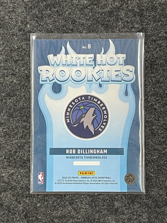 2024-25 Donruss Optic #8 Rob Dillingham White Hot Rookies Minnesota Timberwolves