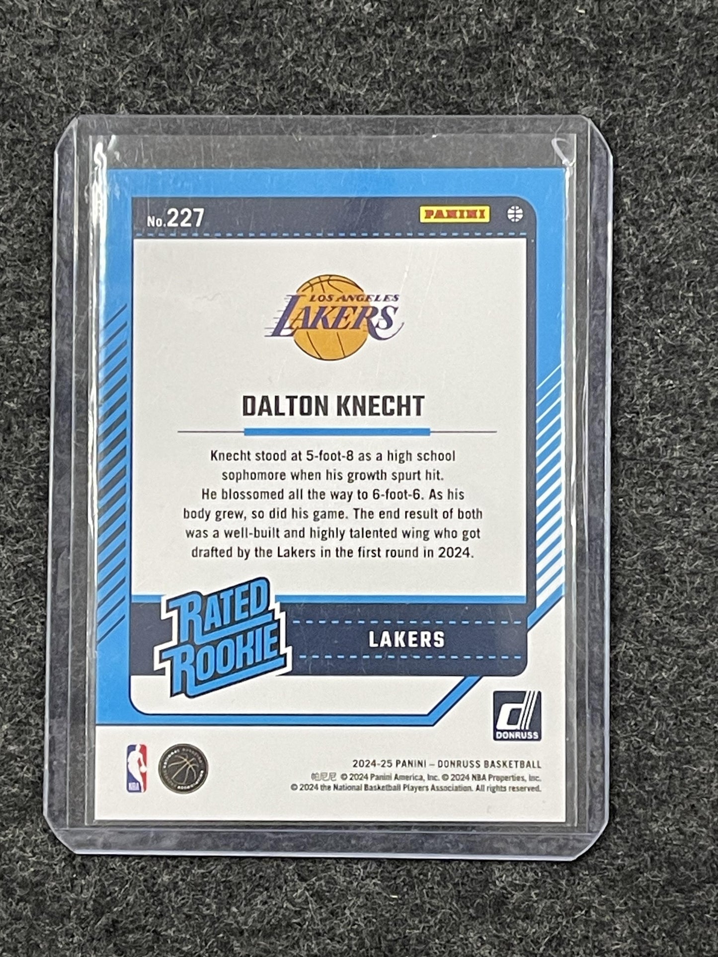 2024-25 Donruss #227 Dalton Knecht Holo Green Laser Los Angeles Lakers RC