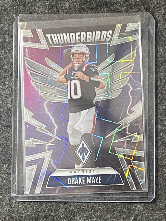 2025 Panini Phoenix #35 Drake Maye Thunderbirds Lazer Prizm #/149 Patriots