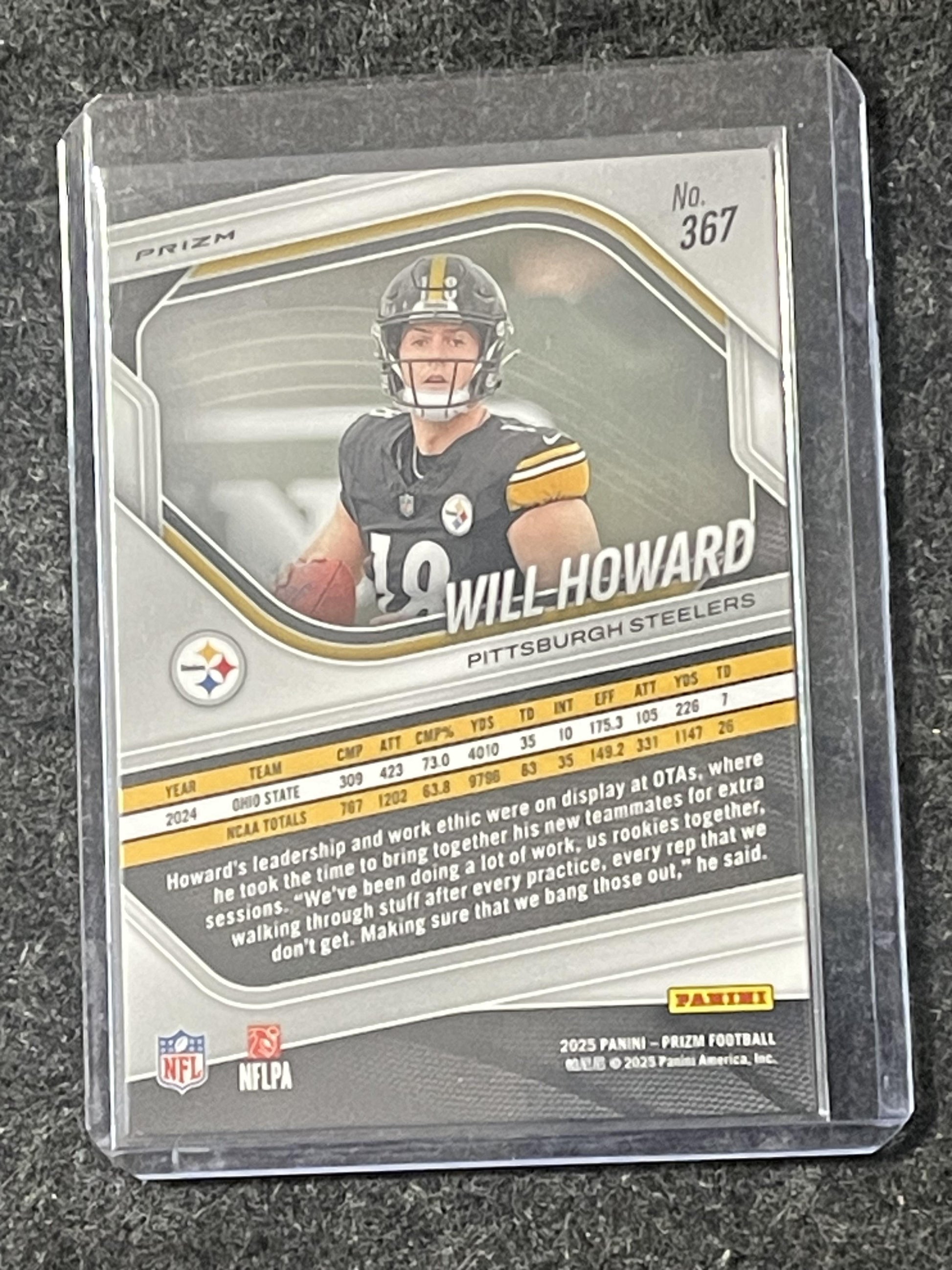 2025 Panini Prizm #367 Will Howard Orange Ice Pittsburgh Steelers