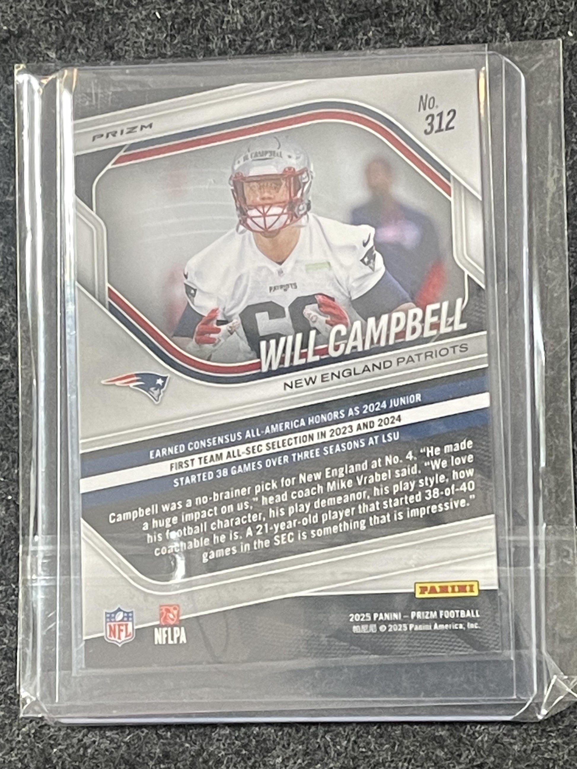 2025 Panini Prizm #312 Will Campbell Silver New England Patriots