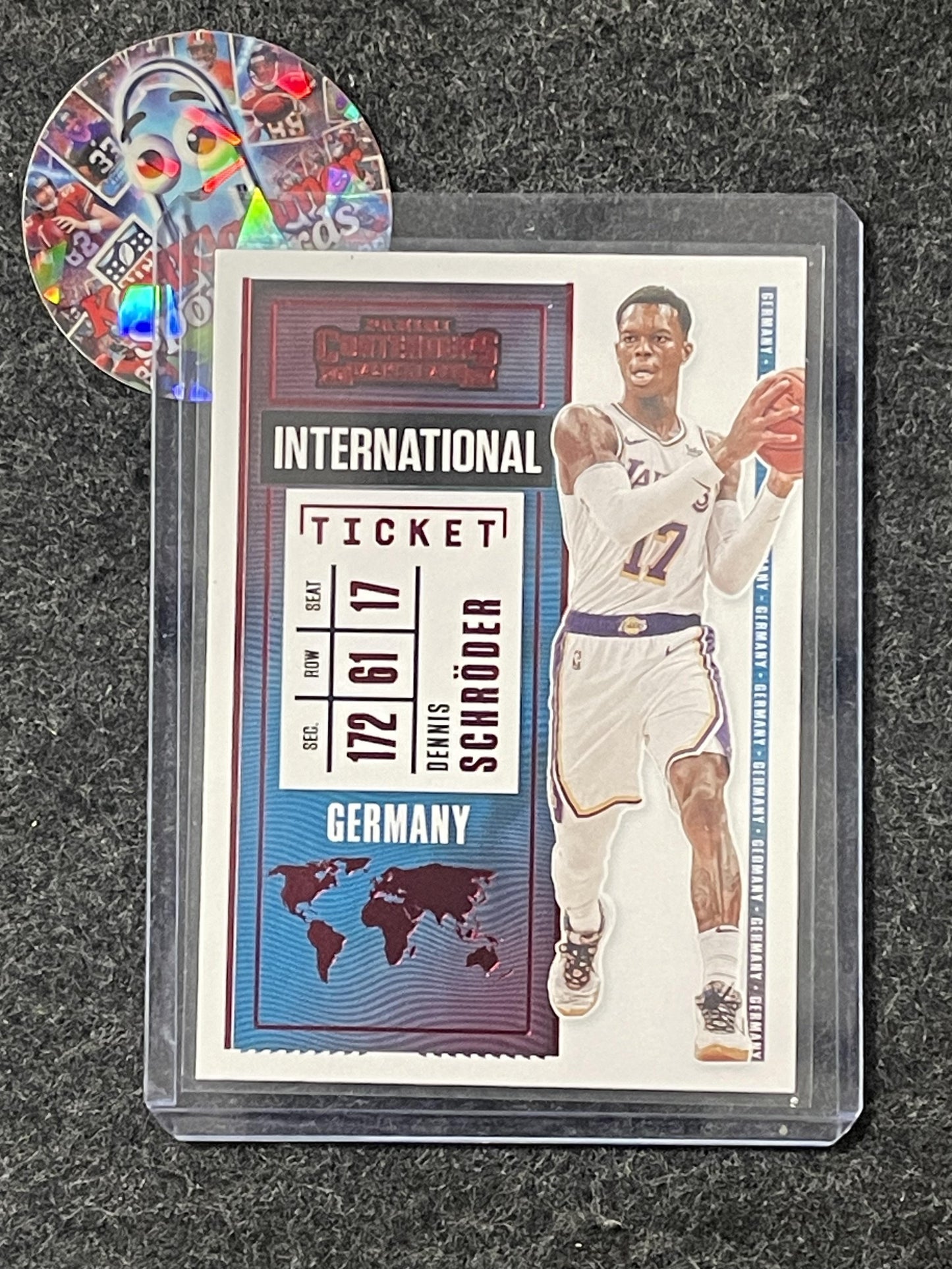 2020-21 Panini Contenders #19 Dennis Schroder International Ticket Red Lakers