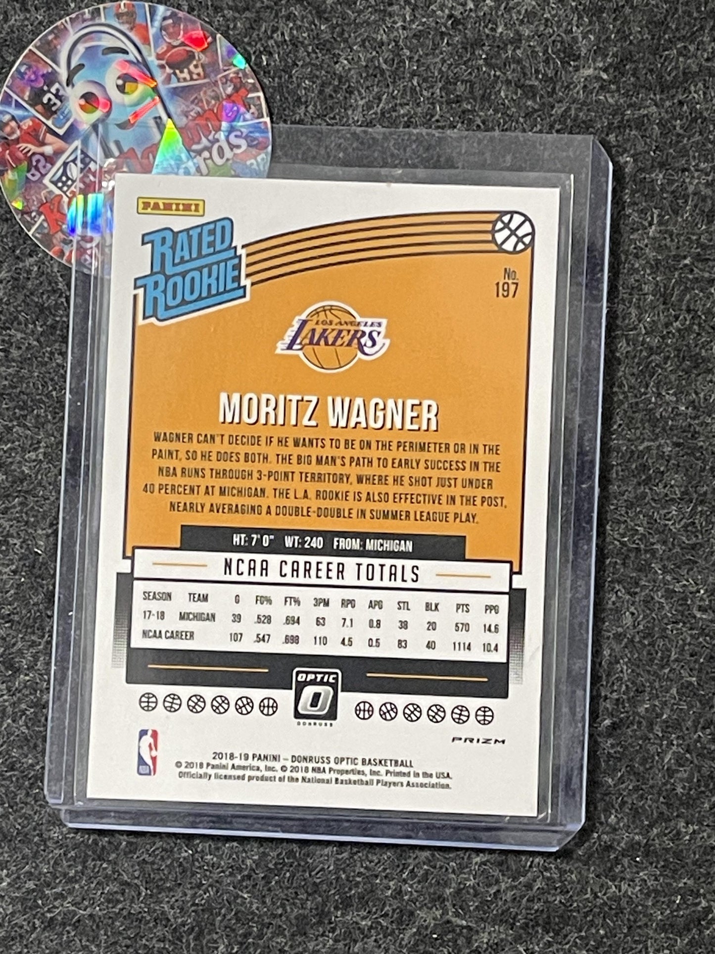 2018-19 Donruss Optic #197 Moritz Wagner Shock Los Angeles Lakers RC