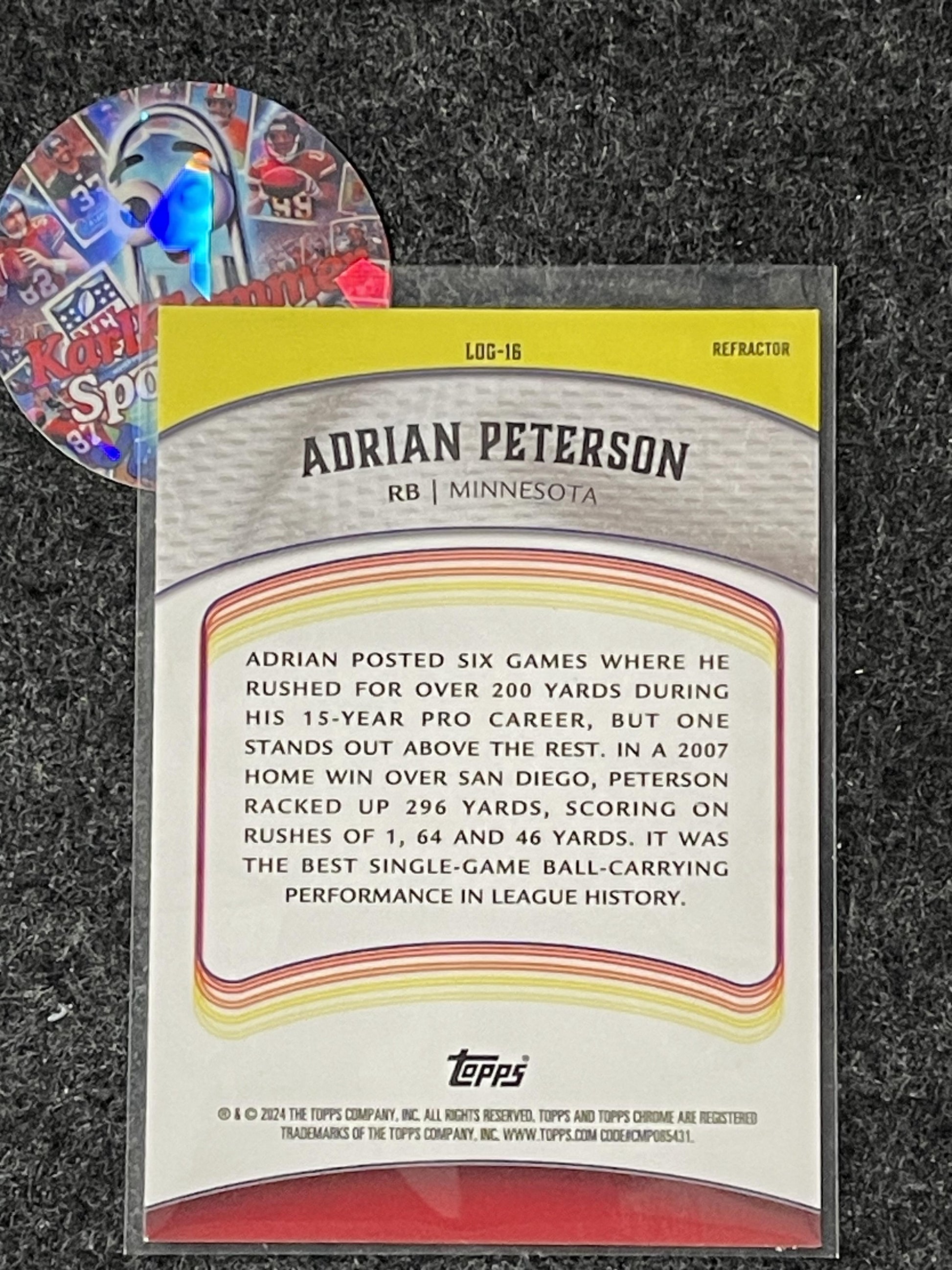 2024 Topps Chrome #LOG-16 Adrian Peterson Legends of the Gridiron