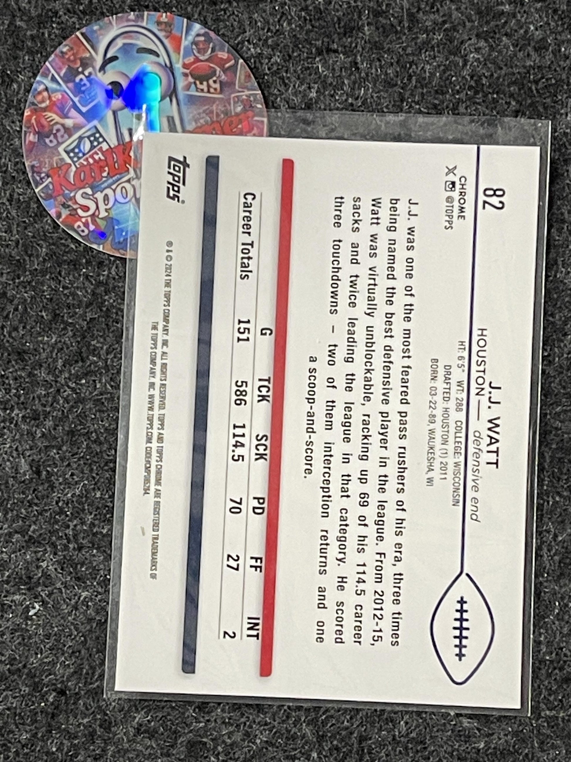 2024 Topps Chrome #82 J.J. Watt X-Fractor