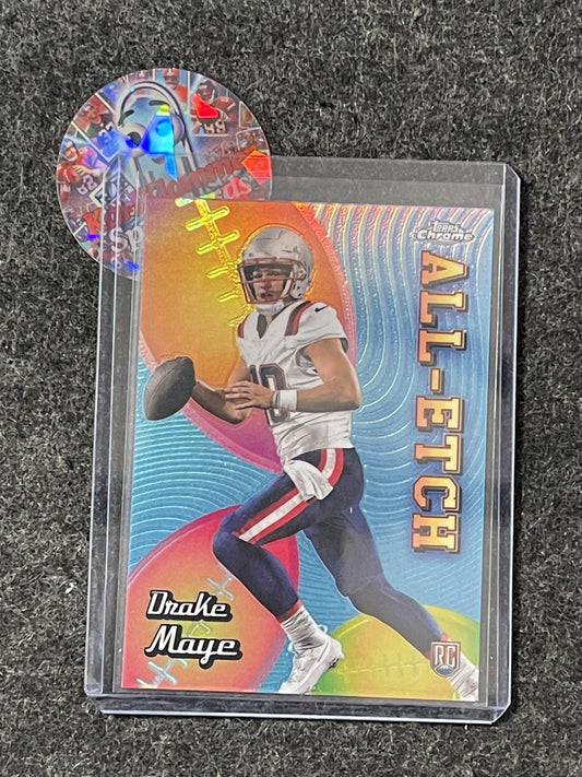 2024 Topps Chrome #CAE-DM Drake Maye Chrome All-Etch Refractor