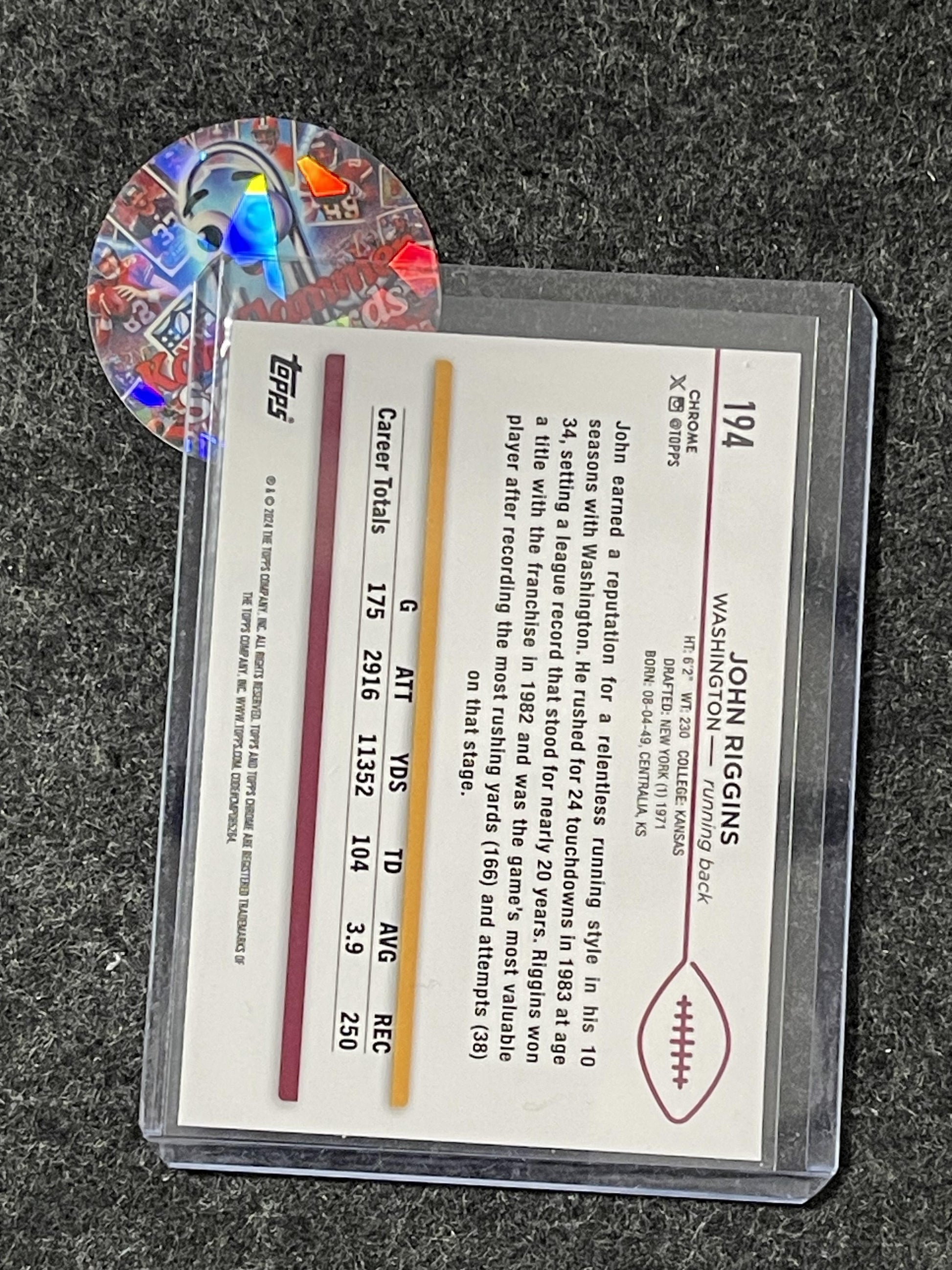 2024 Topps Chrome #194 John Riggins Purple Refractor #/275