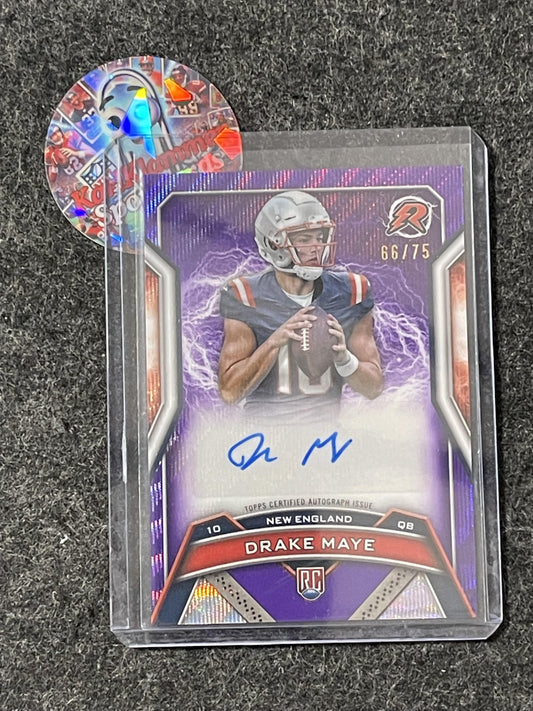 2024 Topps Resurgence - Resurgence Rookie Signatures Purple Surge #RRS-DM Drake Maye #/75