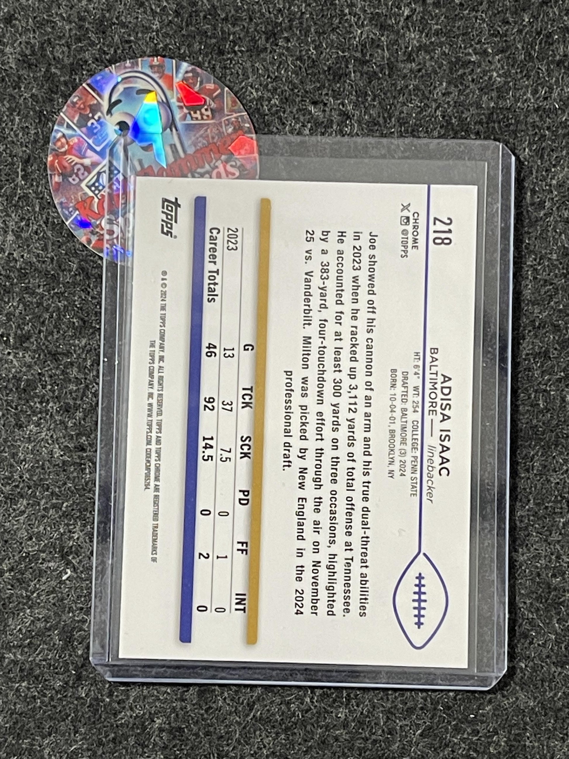 2024 Topps Chrome #218 Adisa Isaac Purple Refractor #/275