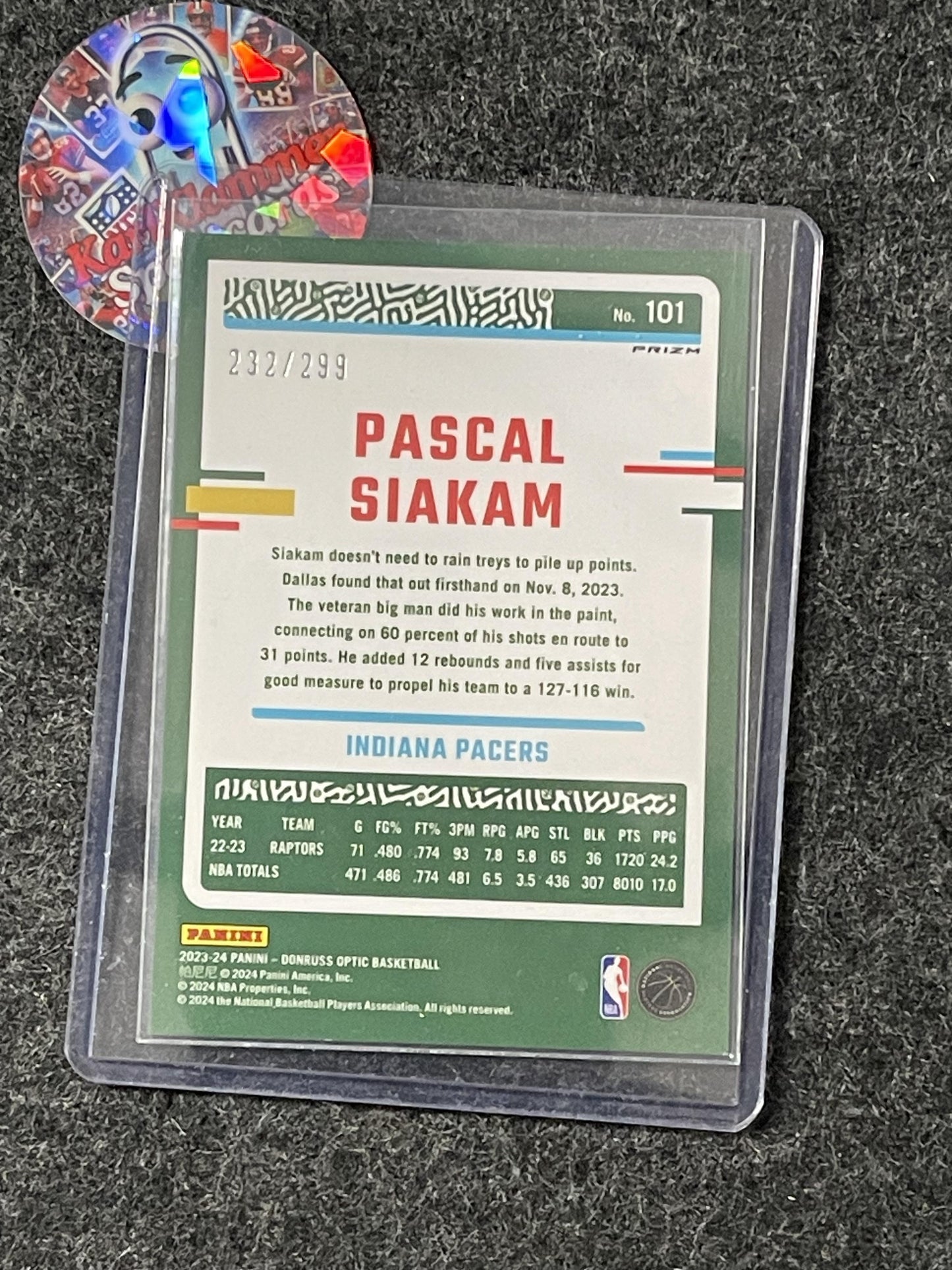 2023-24 Donruss Optic #101 Pascal Siakam Red Velocity #/299