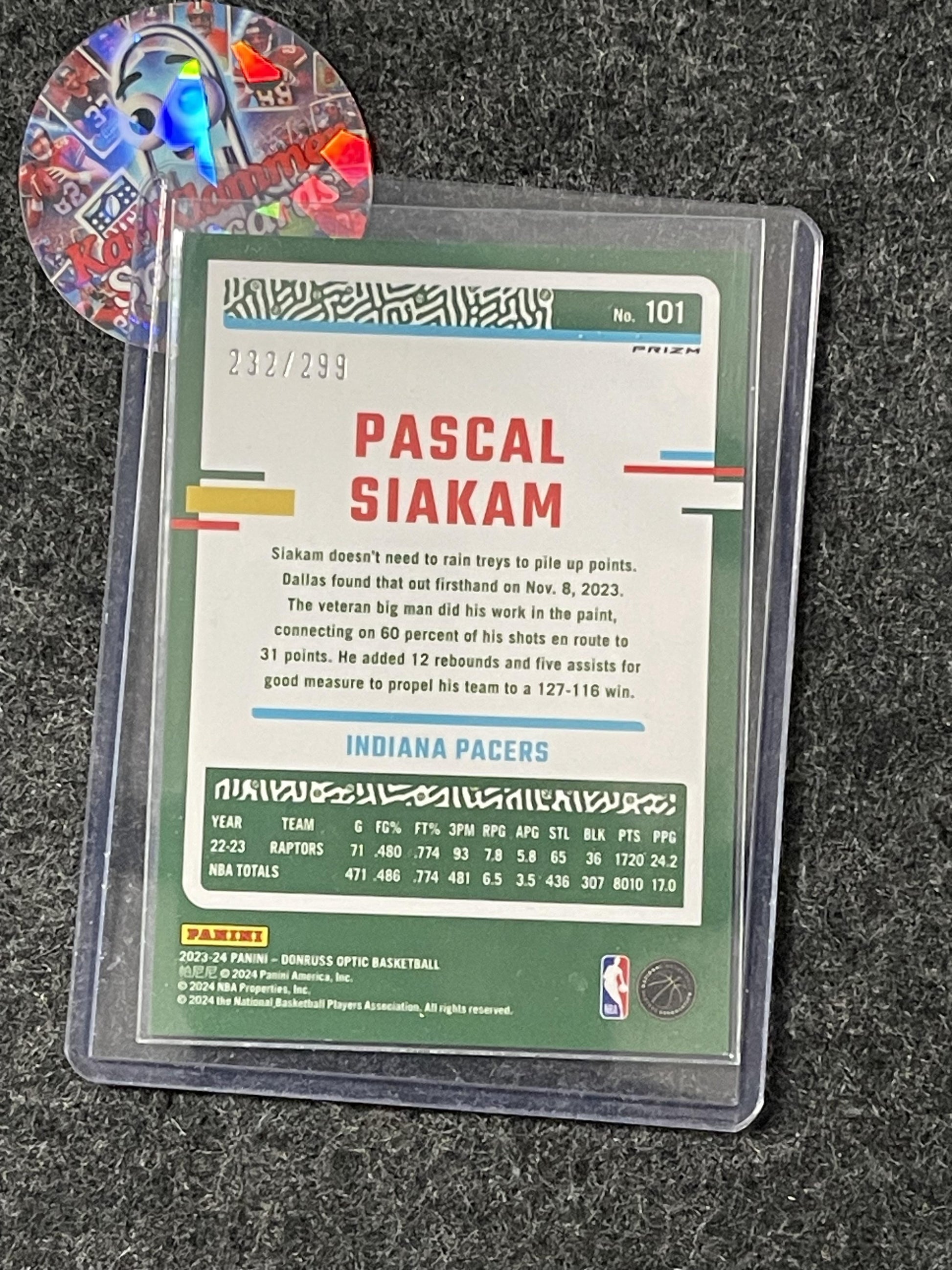 2023-24 Donruss Optic #101 Pascal Siakam Red Velocity #/299