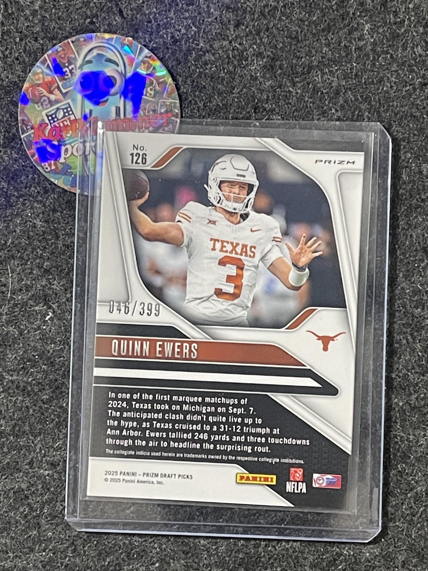 2025 Panini Prizm Draft Picks #126 Quinn Ewers Prizms Red #/399 Texas Longhorns SN
