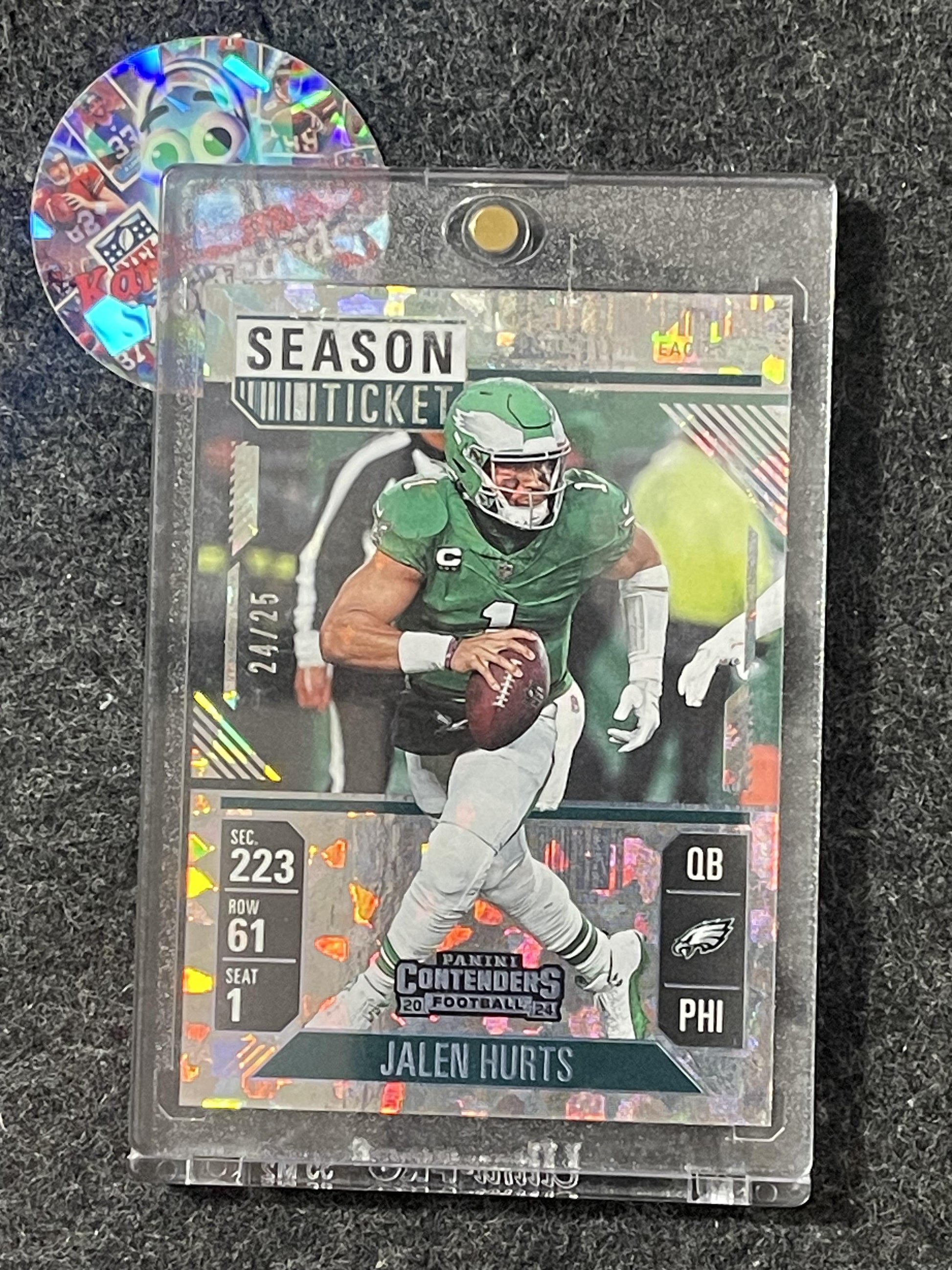 2024 Panini Contenders #79 Jalen Hurts Cracked Ice Ticket #/25 Philadelphia Eagles SN