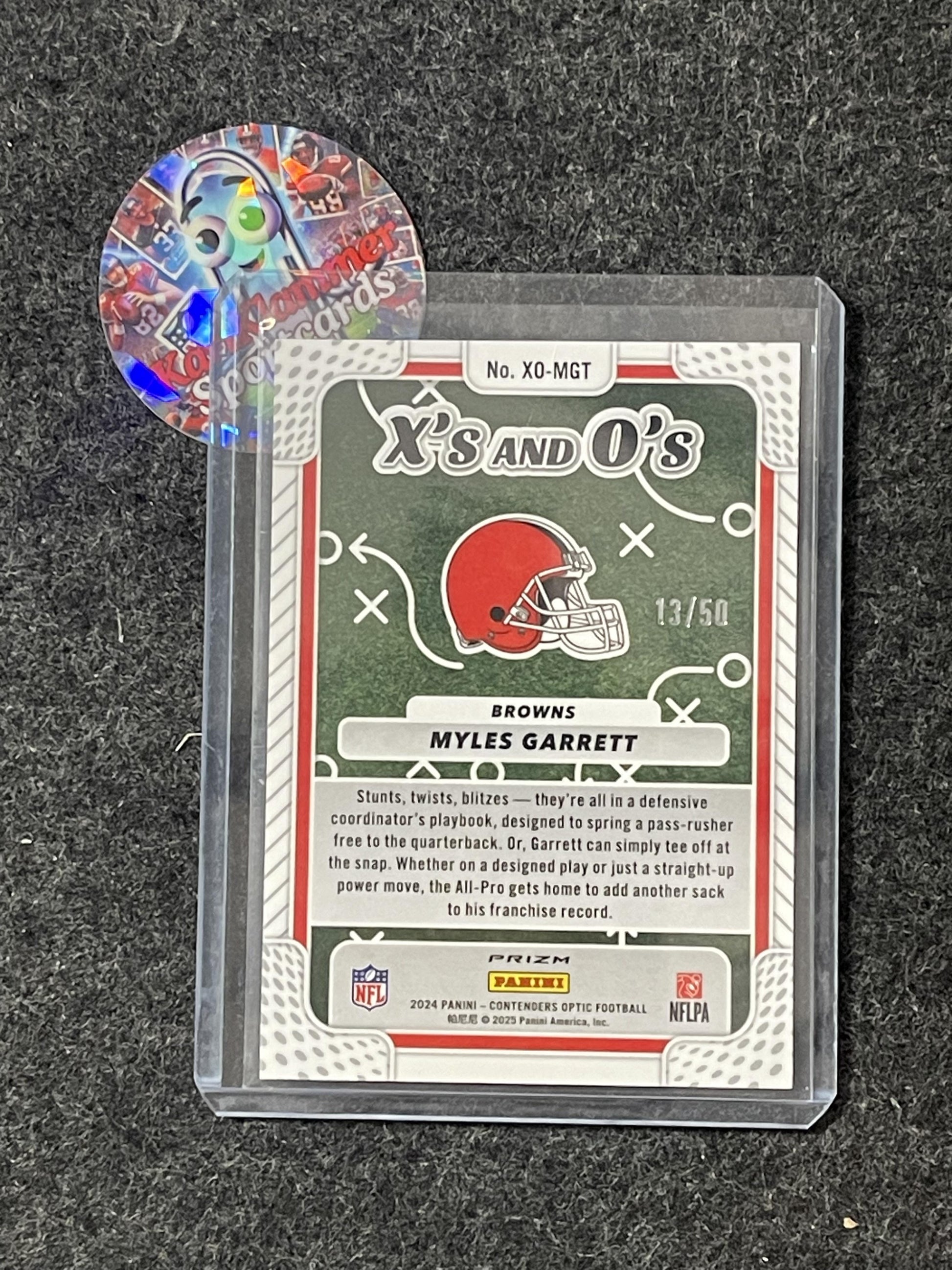 2024 Panini Contenders Optic #XO-MGT Myles Garrett Xs and Os Orange #/50 Cleveland Browns SN
