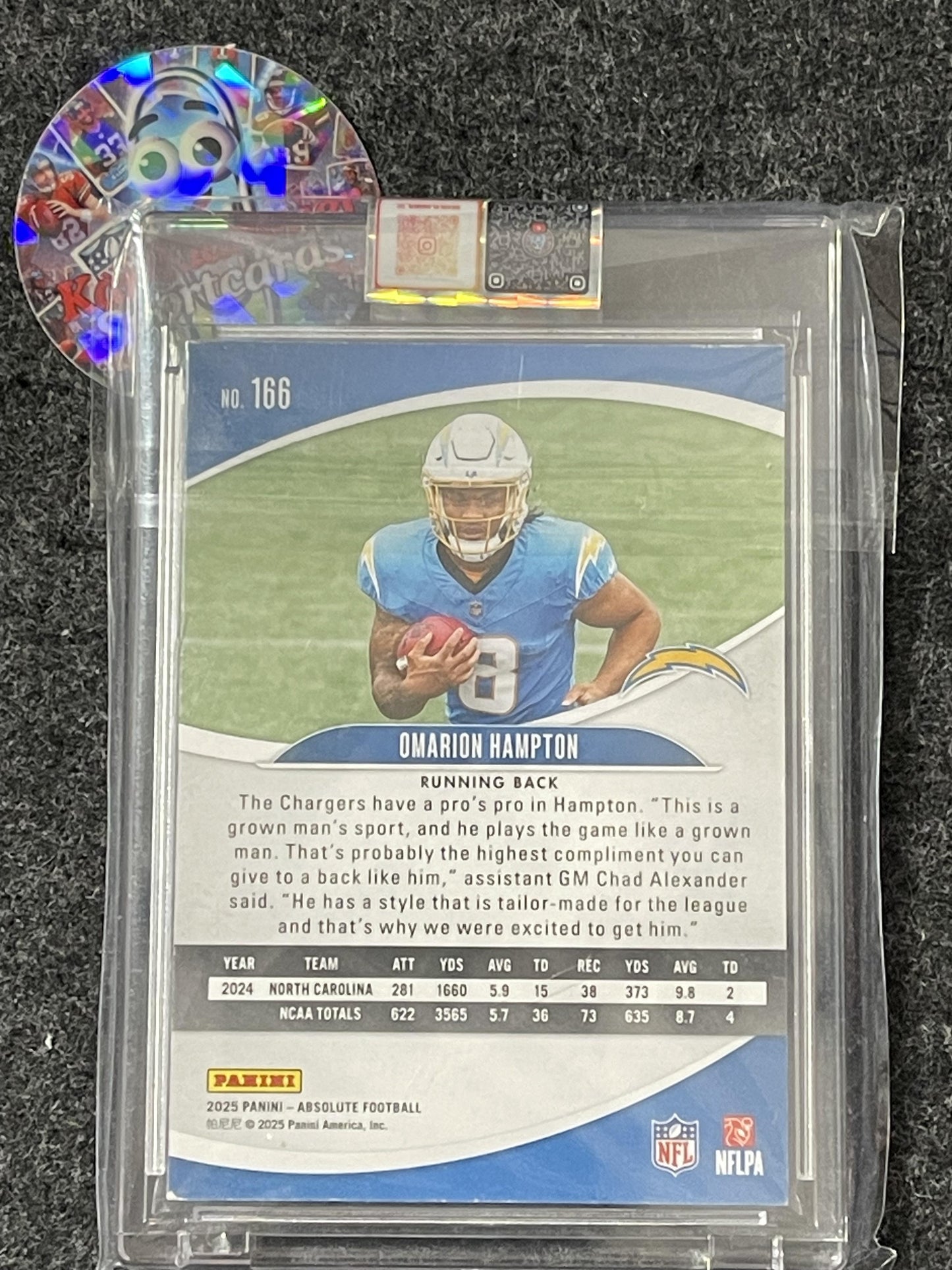 2025 Panini Absolute #166 Omarion Hampton Spectrum Green #/25 Los Angeles Chargers SN,RC