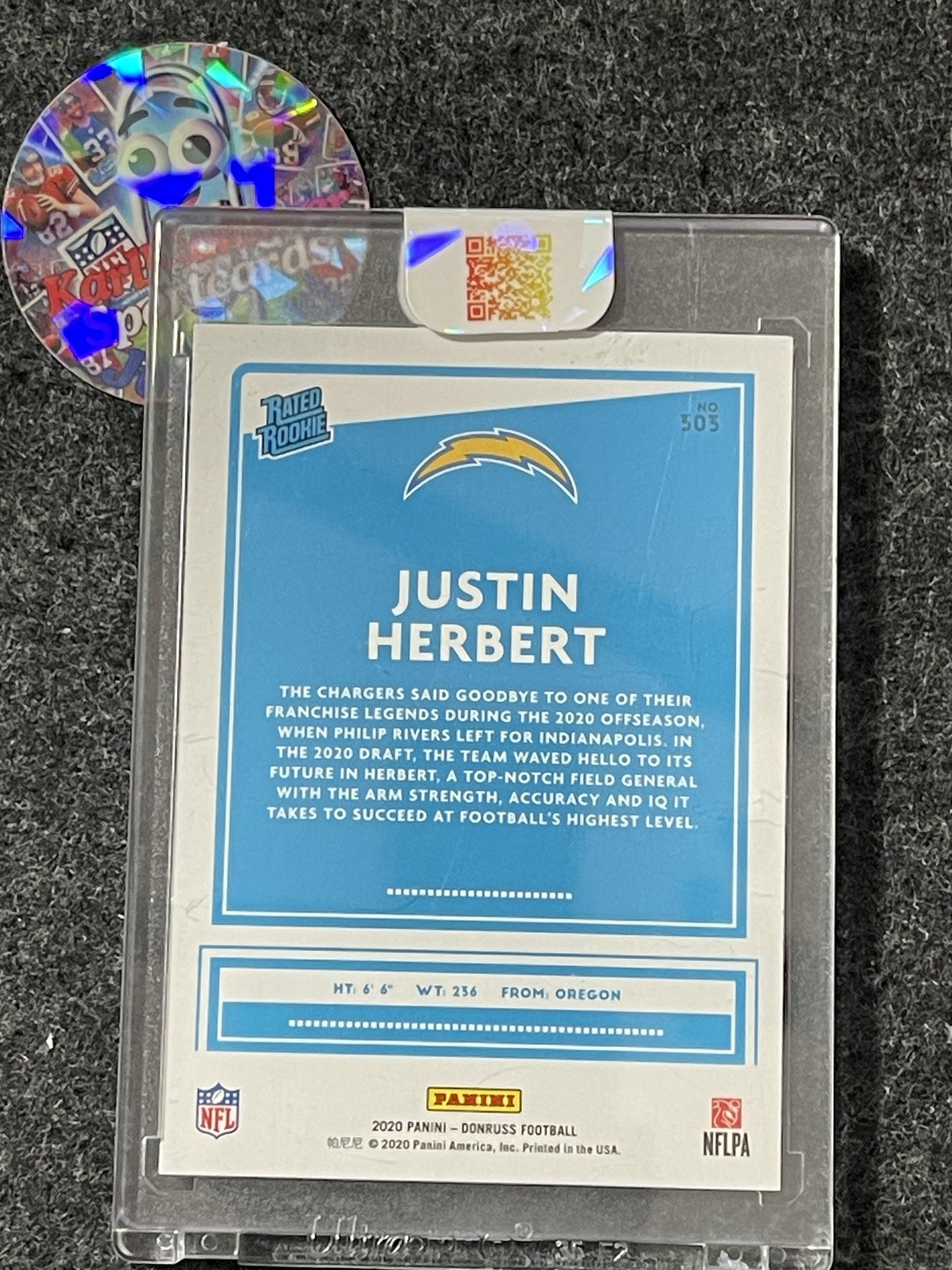 2020 Donruss #303 Justin Herbert Press Proof Red Los Angeles Chargers RC