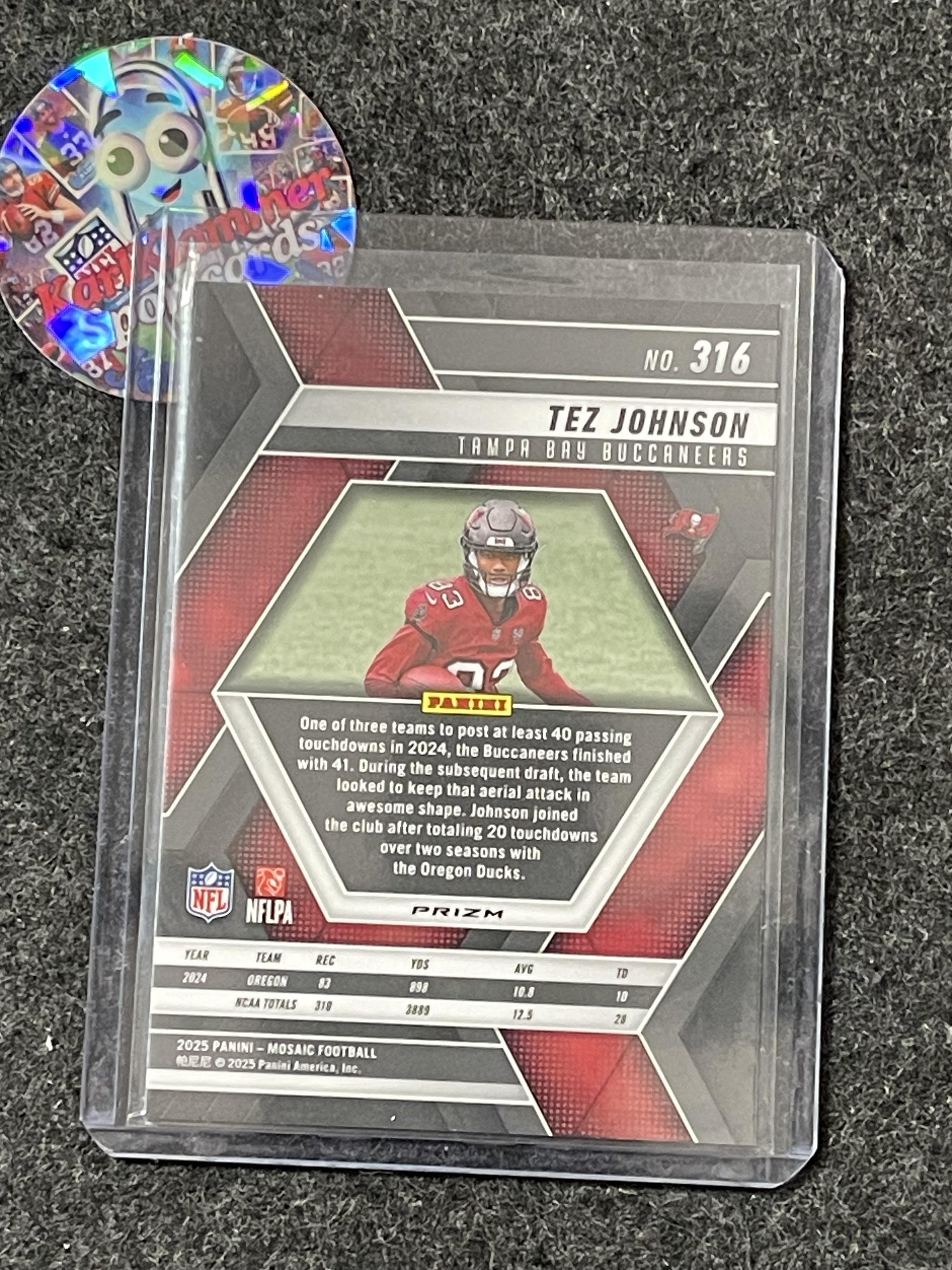 2025 Panini Mosaic #316 Tez Johnson Mosaic Camo Red Tampa Bay Buccaneers RC