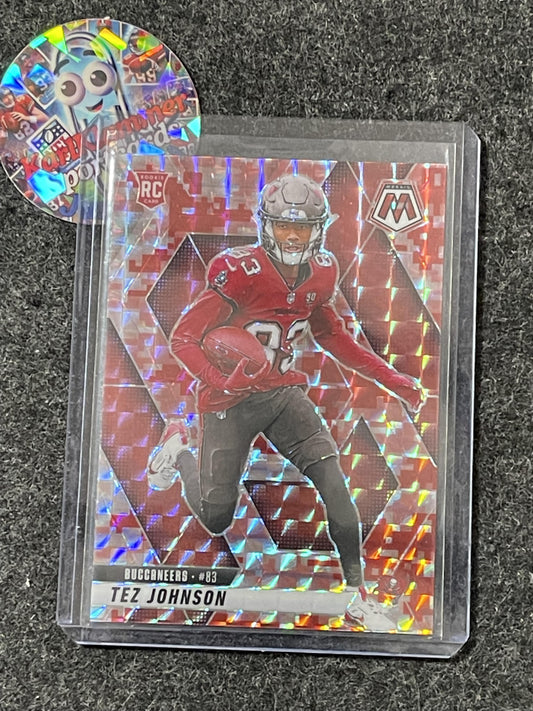 2025 Panini Mosaic #316 Tez Johnson Mosaic Camo Red Tampa Bay Buccaneers RC
