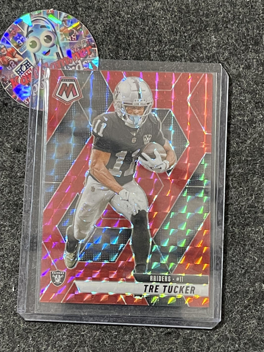 2025 Panini Mosaic #218 Tre Tucker Mosaic Red Las Vegas Raiders