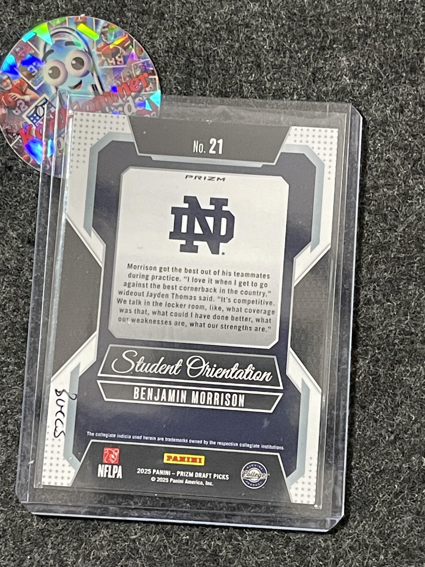 2025 Panini Prizm Draft Picks #21 Benjamin Morrison Student Orientation Green Notre Dame Fighting Irish