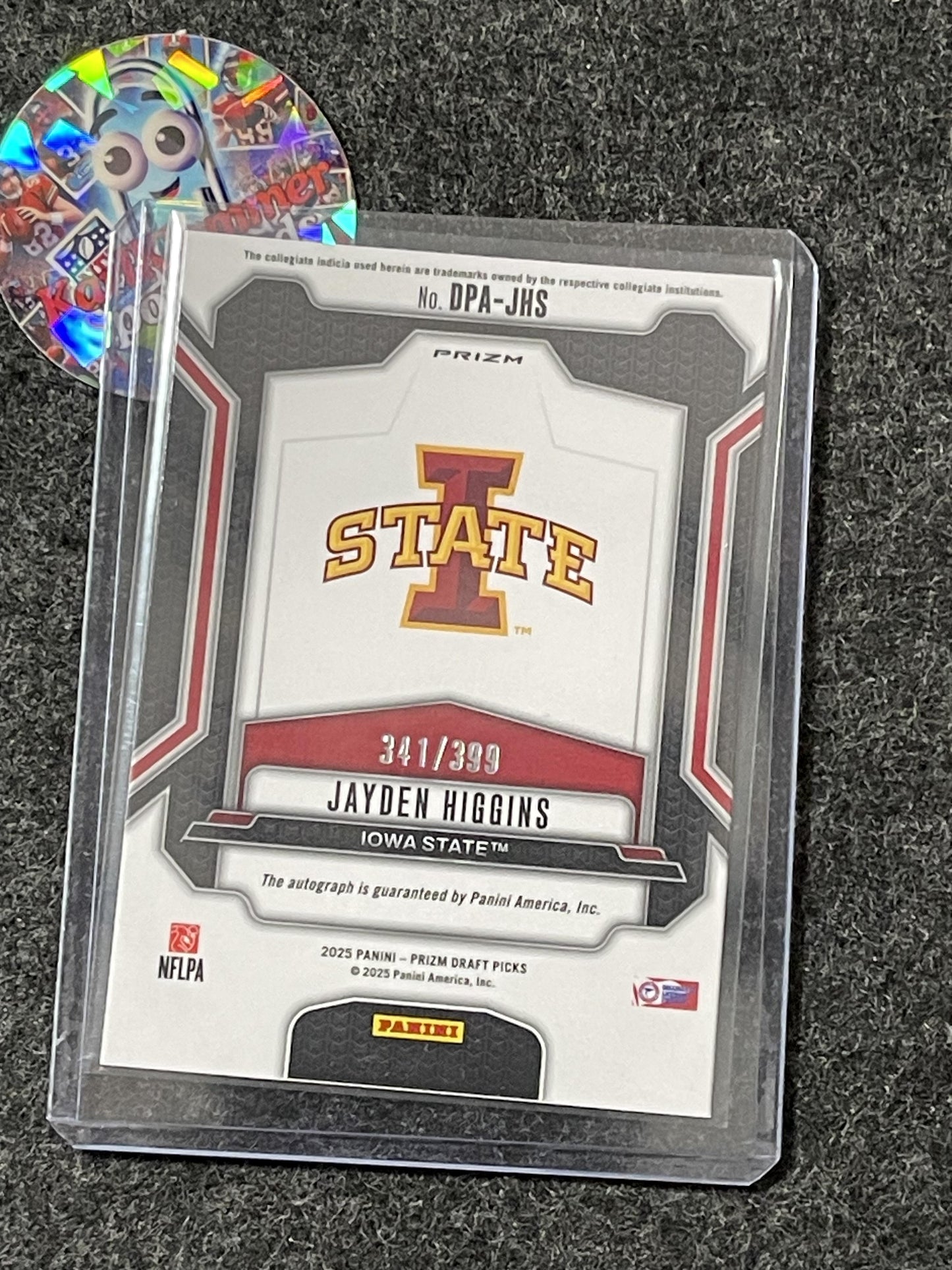 2025 Panini Prizm Draft Picks #DPA-JHS Jayden Higgins Draft Picks Autographs Red #/399 Iowa State Cyclones SN,AU