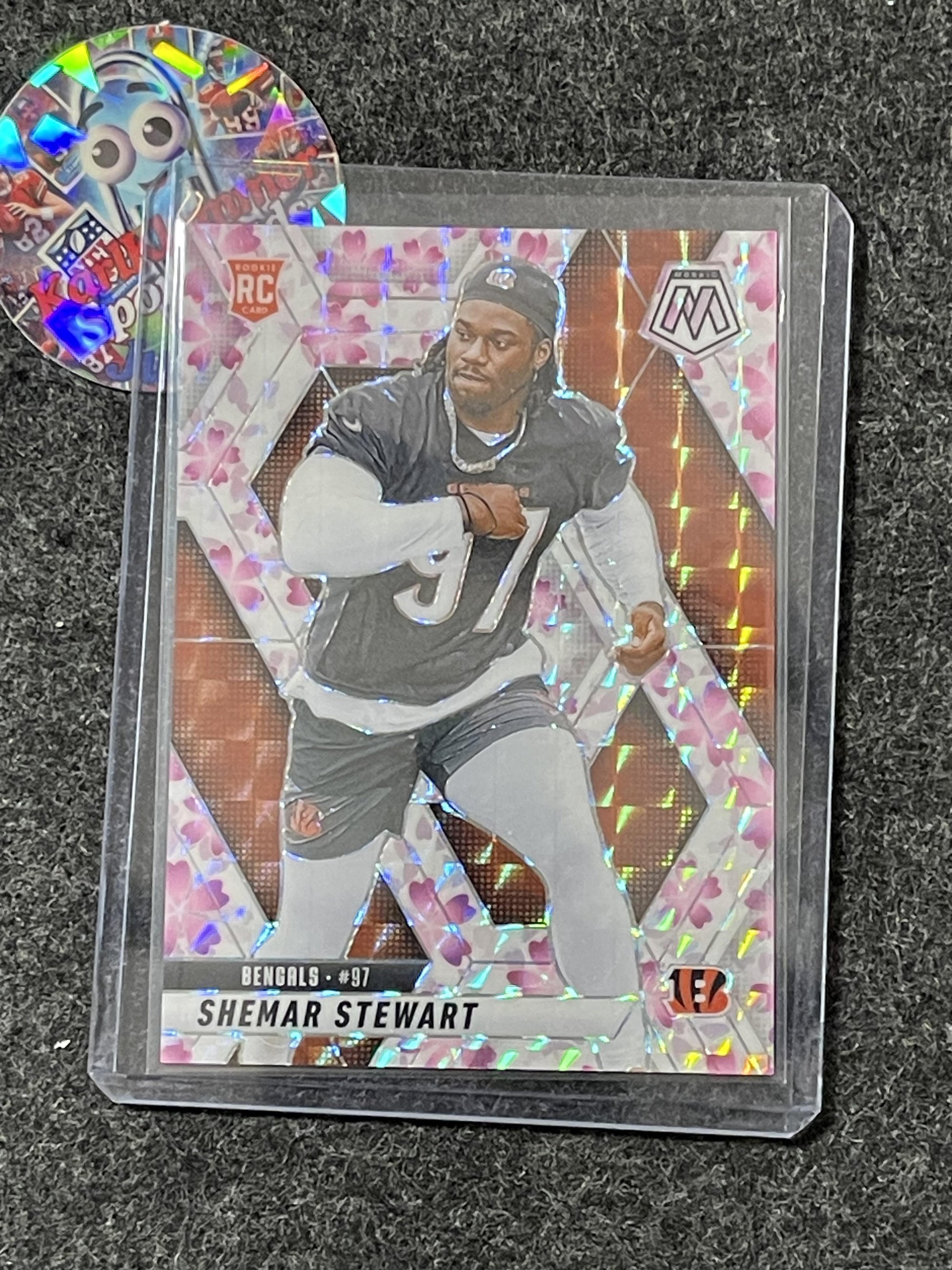 2025 Panini Mosaic #381 Shemar Stewart Mosaic Choice Cherry Blossom #/20 Cincinnati Bengals SN,RC