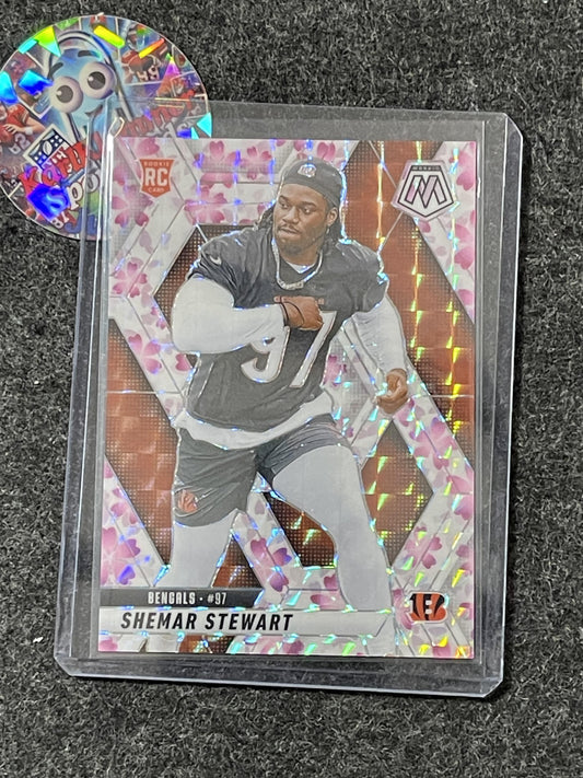 2025 Panini Mosaic #381 Shemar Stewart Mosaic Choice Cherry Blossom #/20 Cincinnati Bengals SN,RC