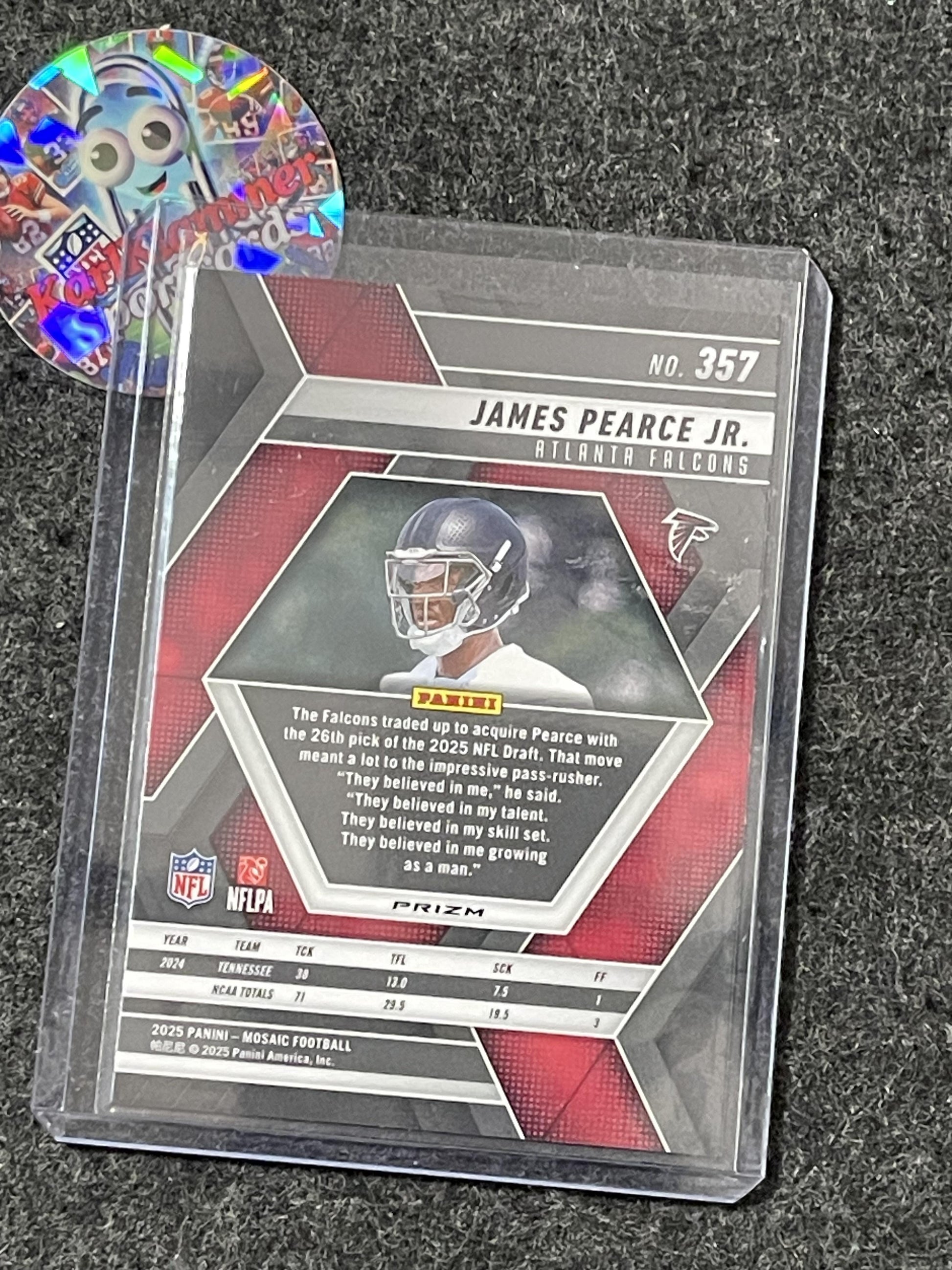 2025 Panini Mosaic #357 James Pearce Jr. Mosaic Choice Red and Green Atlanta Falcons RC