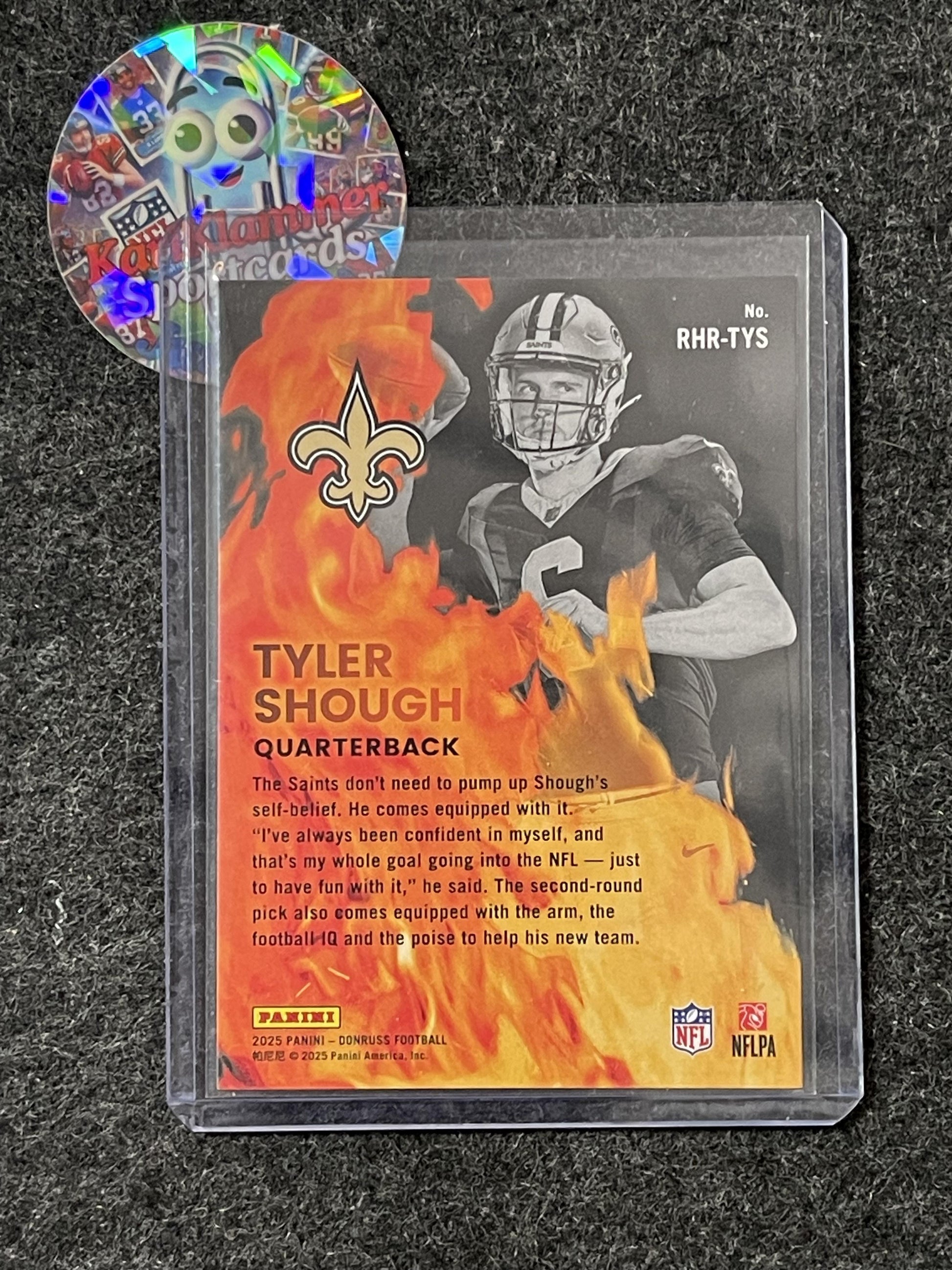 2025 Donruss #RHR-TYS Tyler Shough Red Hot Rookies New Orleans Saints