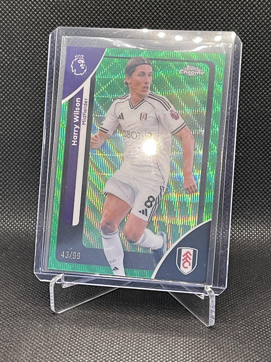 2026 Topps Chrome Premier League #97 Harry Wilson Green Wave Refractor #/99 Fulham SN