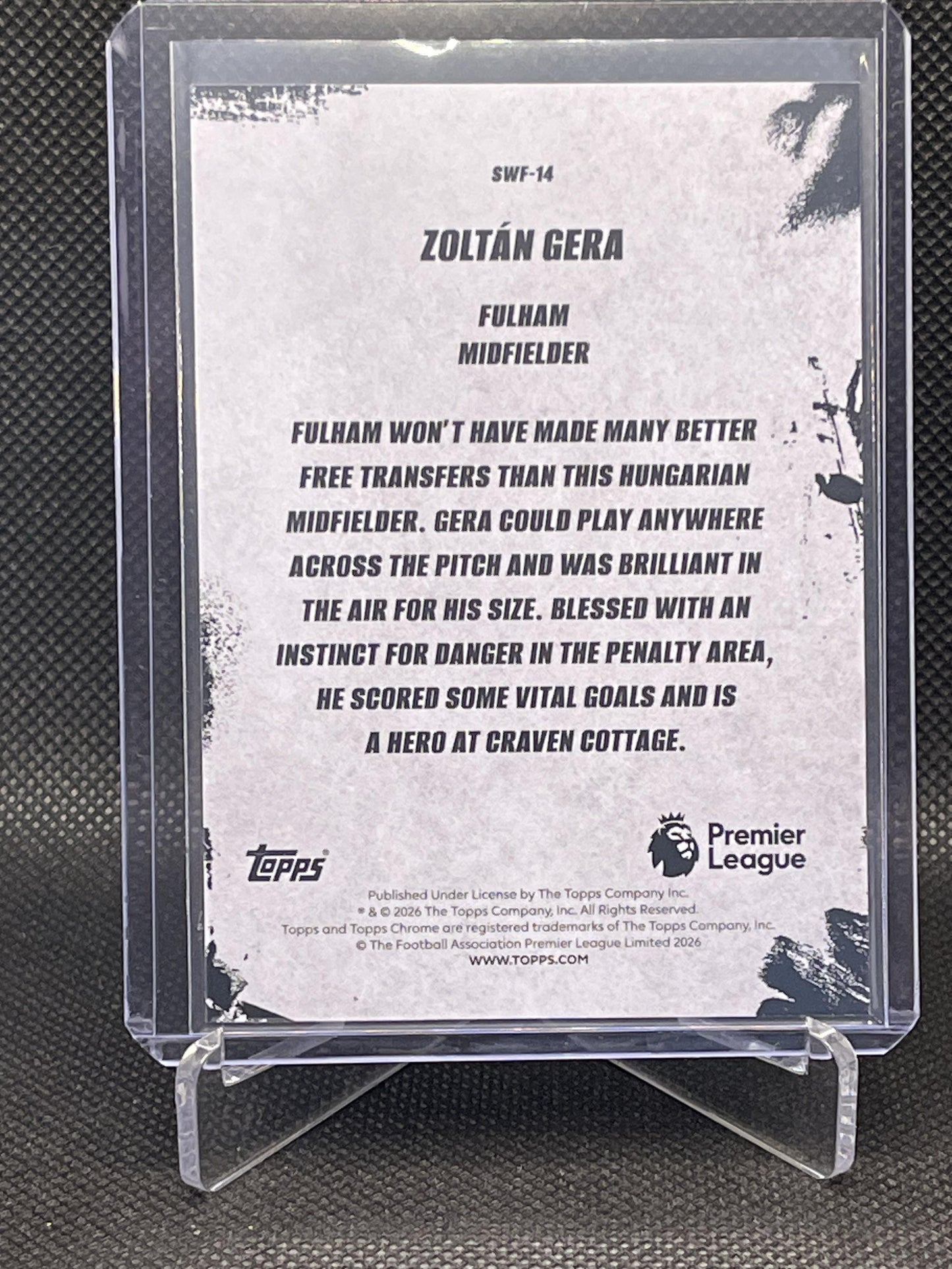 2026 Topps Chrome Premier League #SWF-14 Zoltán Gera The Streets Won't Forget Fulham