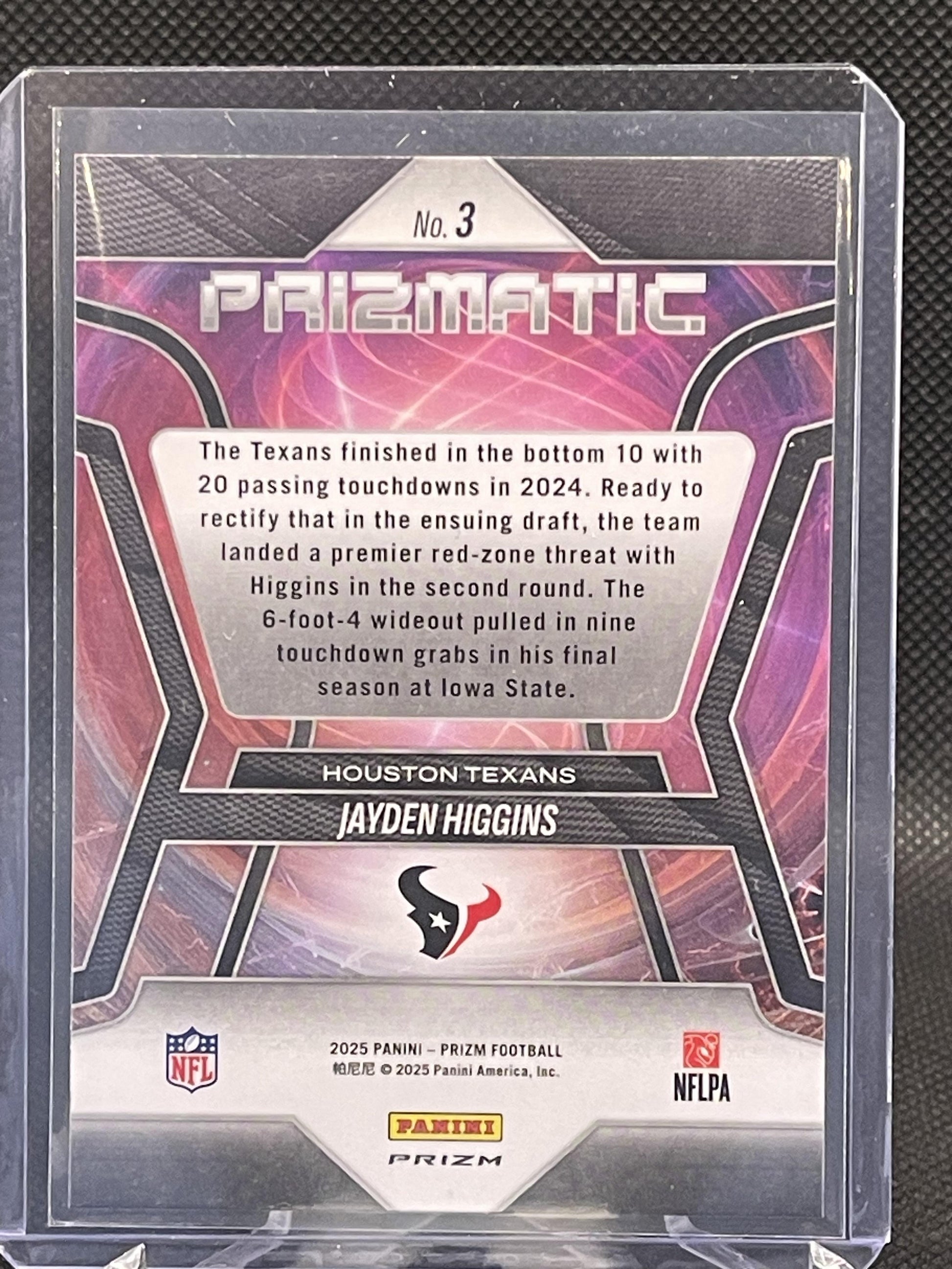 2025 Panini Prizm #3 Jayden Higgins Prizmatic Houston Texans