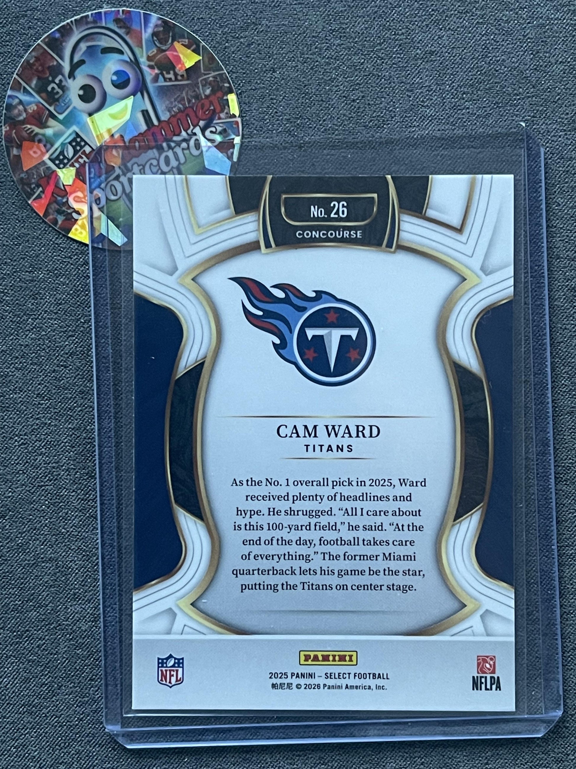 2025 Panini Select #26 Cam Ward Tennessee Titans