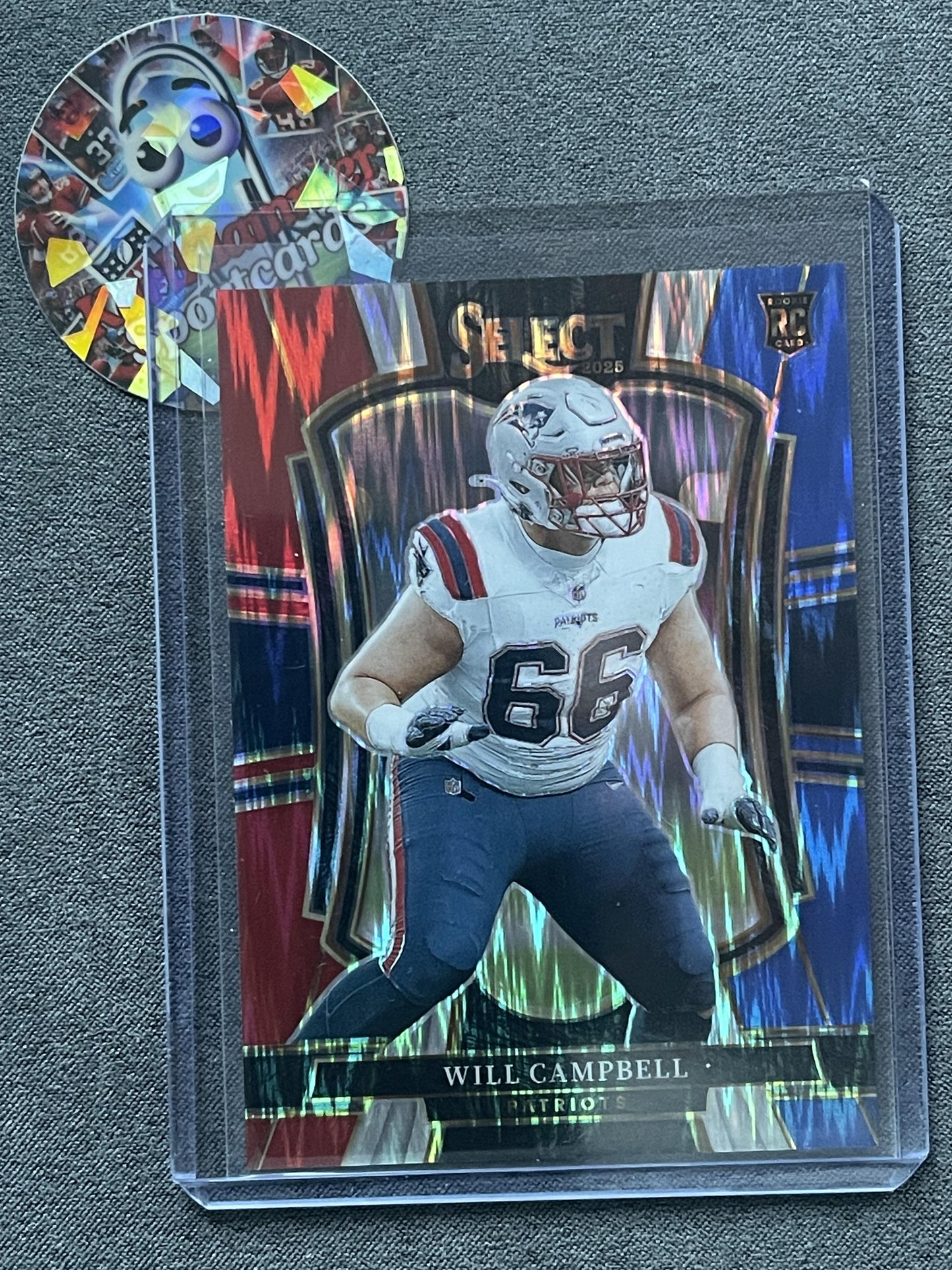 2025 Panini Select #179 Will Campbell Red & Blue Shock New England Patriots