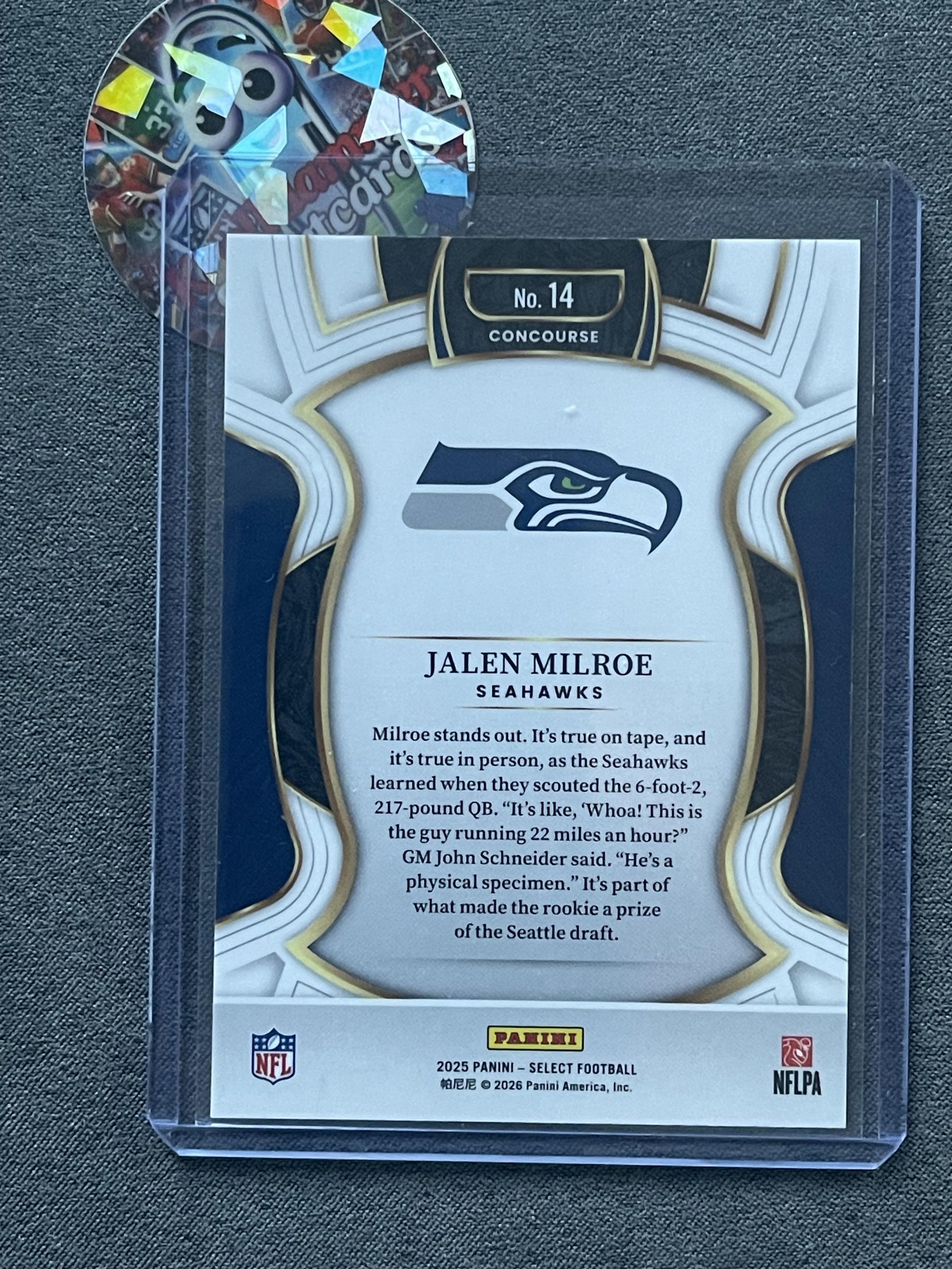 2025 Panini Select #14 Jalen Milroe Seattle Seahawks RC