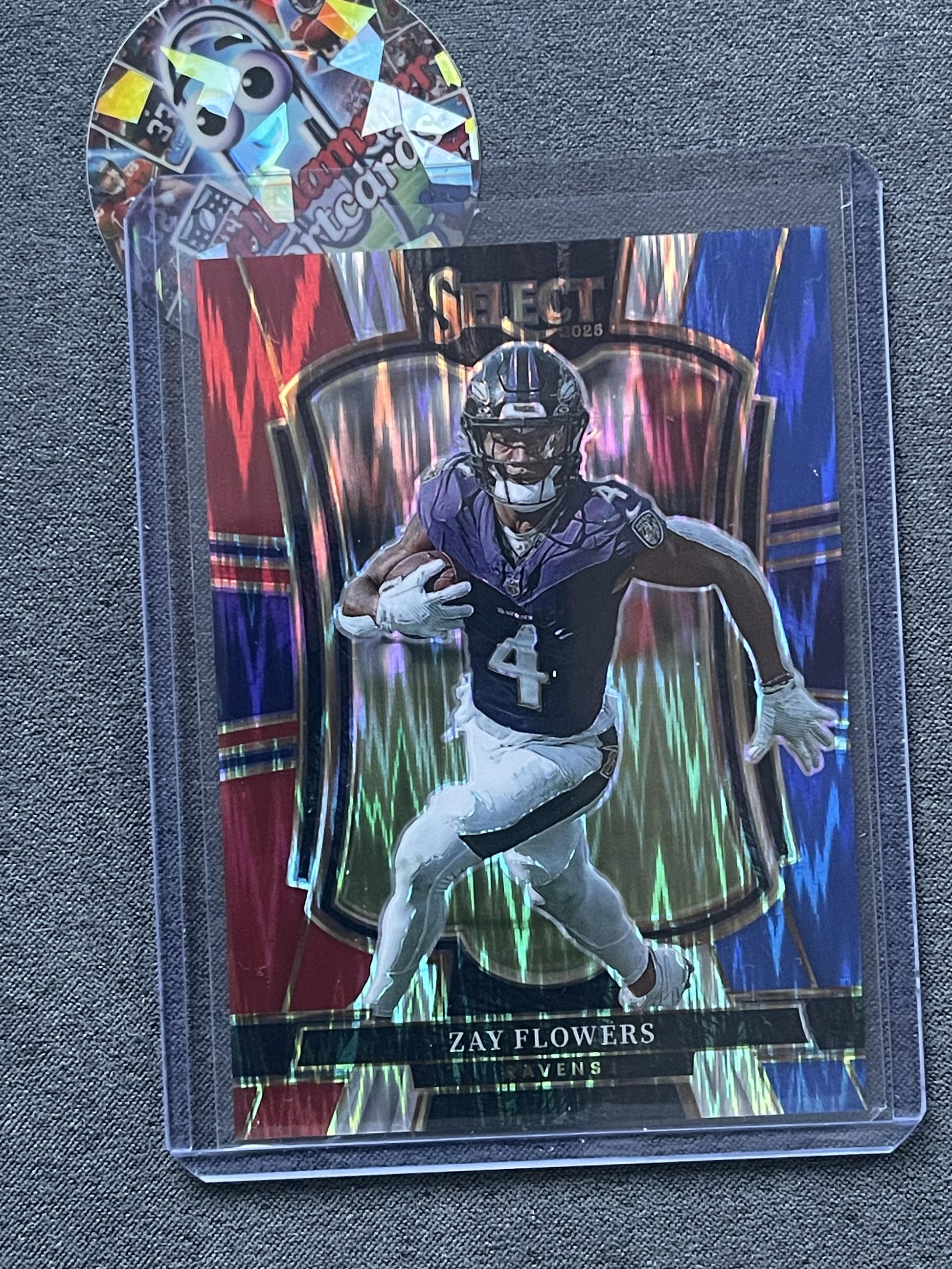 2025 Panini Select #162 Zay Flowers Red & Blue Shock Baltimore Ravens