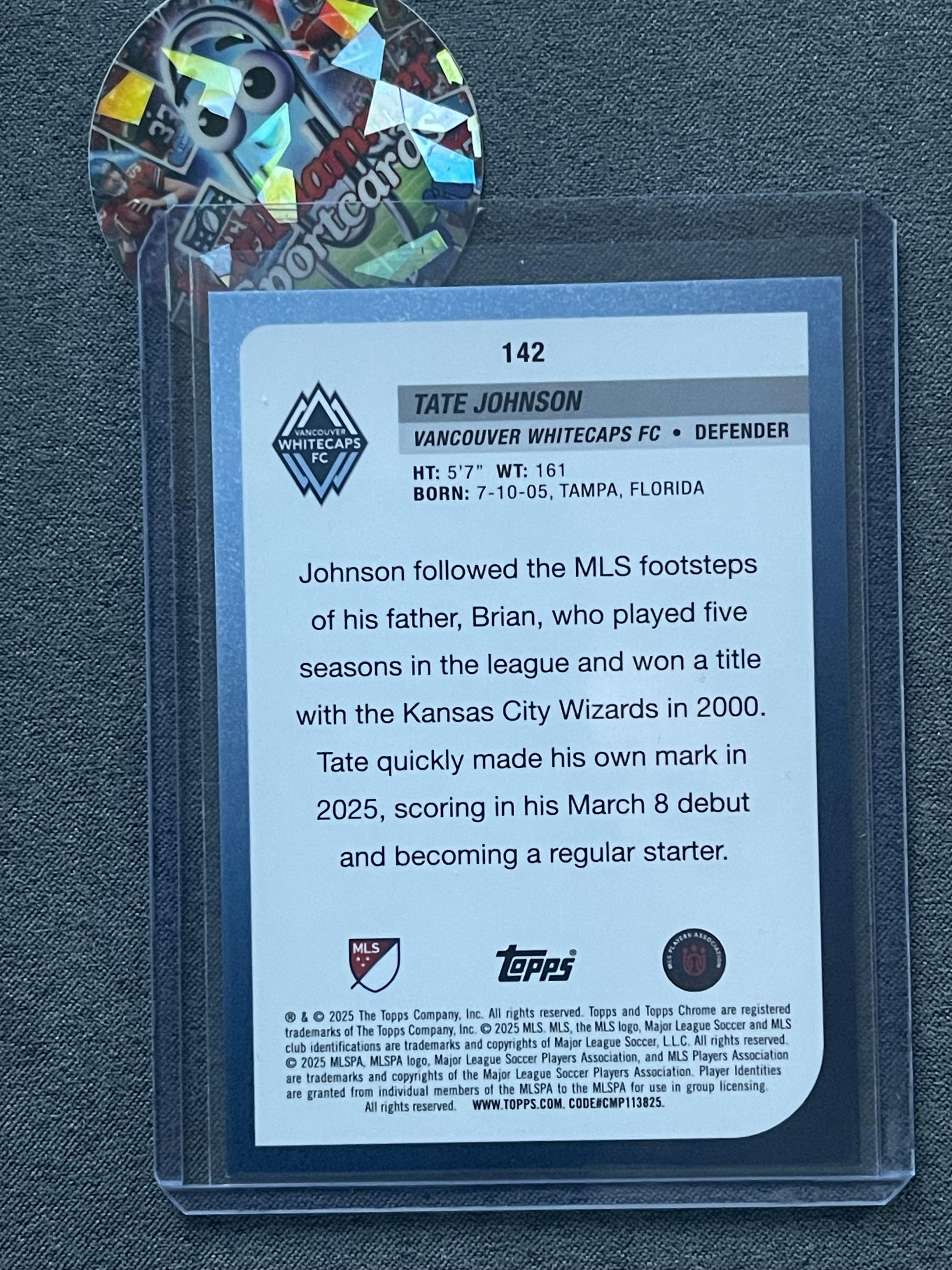 2025 Topps Chrome MLS #142 Tate Johnson Wave Vancouver Whitecaps FC