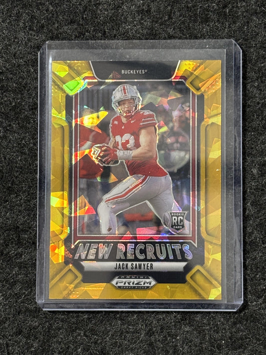 2025 Panini Prizm Draft Picks #4 Jack Sawyer New Recruits Gold Ice Ohio State Buckeyes