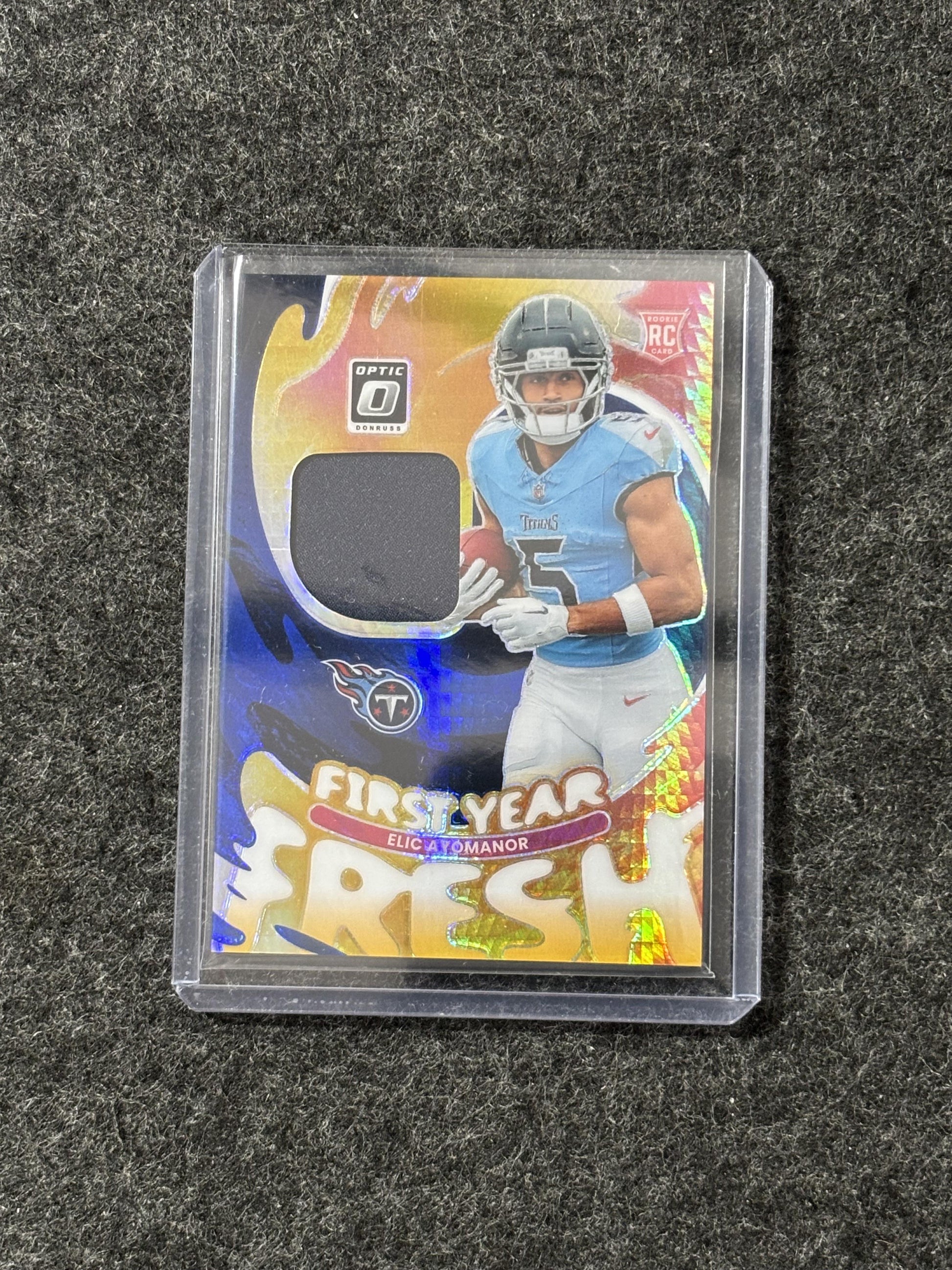 2025 Donruss Optic #FYFBH-EAR Elic Ayomanor First Year Fresh Blue Hyper Tennessee Titans MEM