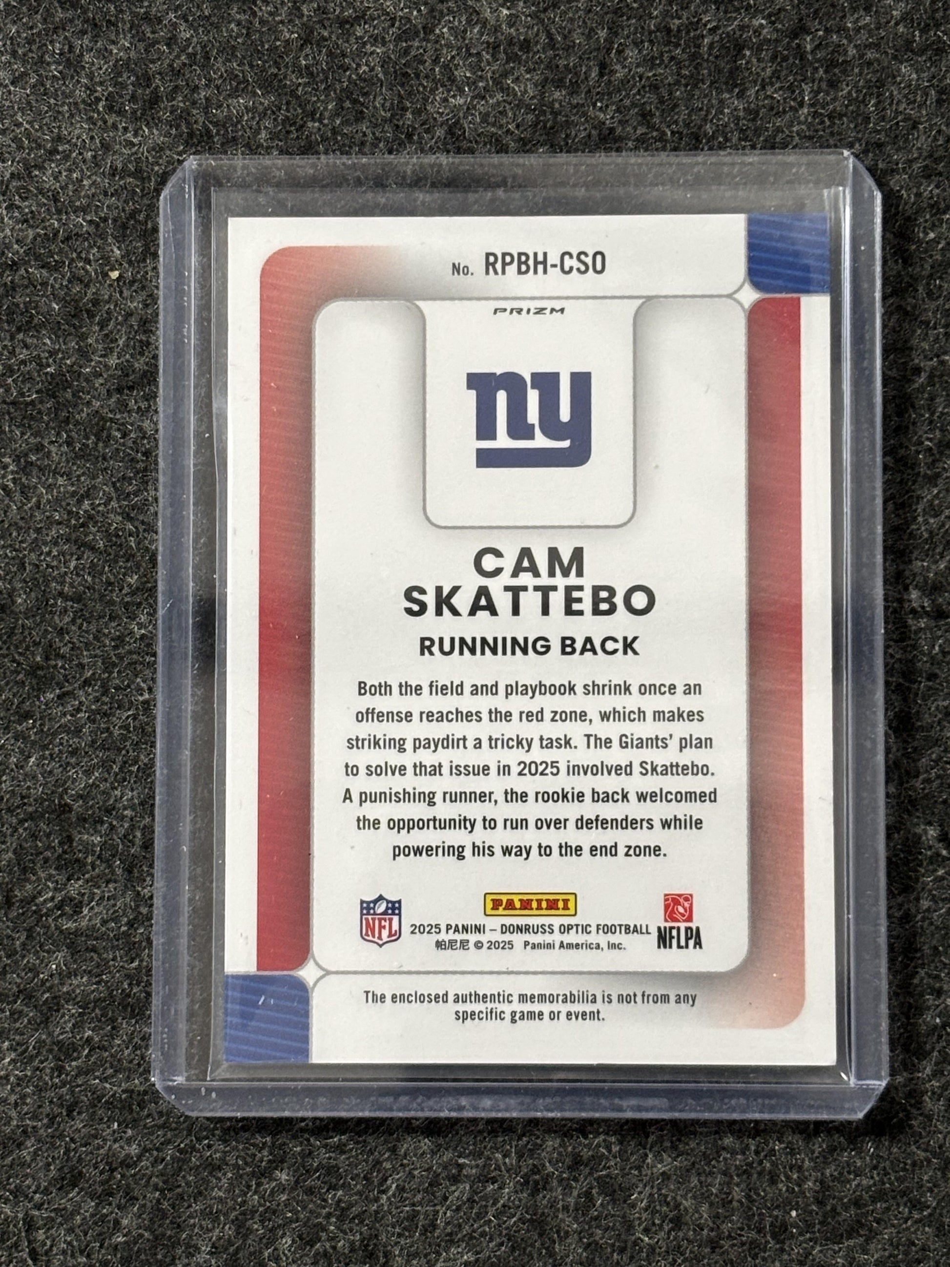 2025 Donruss Optic #RPBH-CSO Cam Skattebo Rookie Phenoms Blue Hyper New York Giants MEM