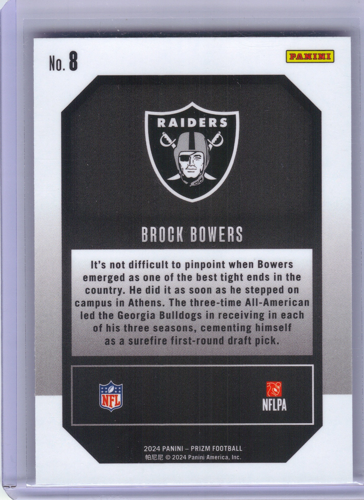 Brock Bowers Las Vegas Raiders 2024 Panini Prizm - Emergent #8 (Back)