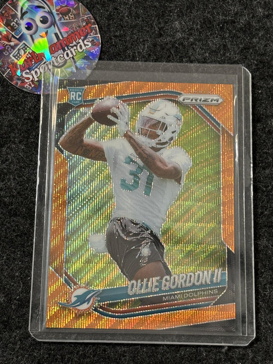 2025 Panini Prizm #333 Ollie Gordon II Orange Wave #/65 Miami Dolphins SN