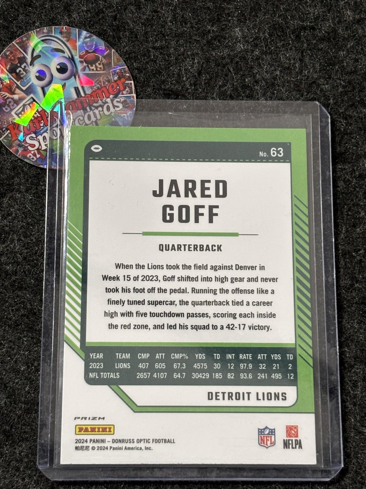2024 Donruss Optic #63 Jared Goff One Hundred Detroit Lions