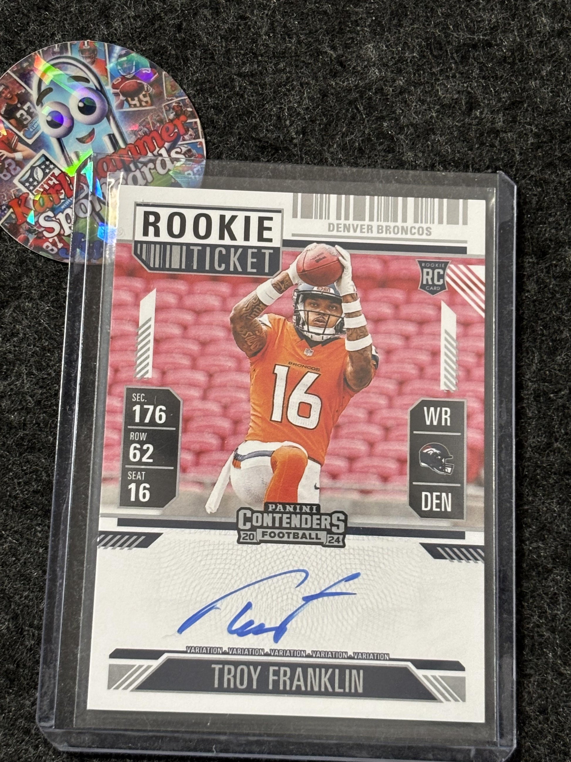2024 Panini Contenders #113 Troy Franklin Denver Broncos RC,AU