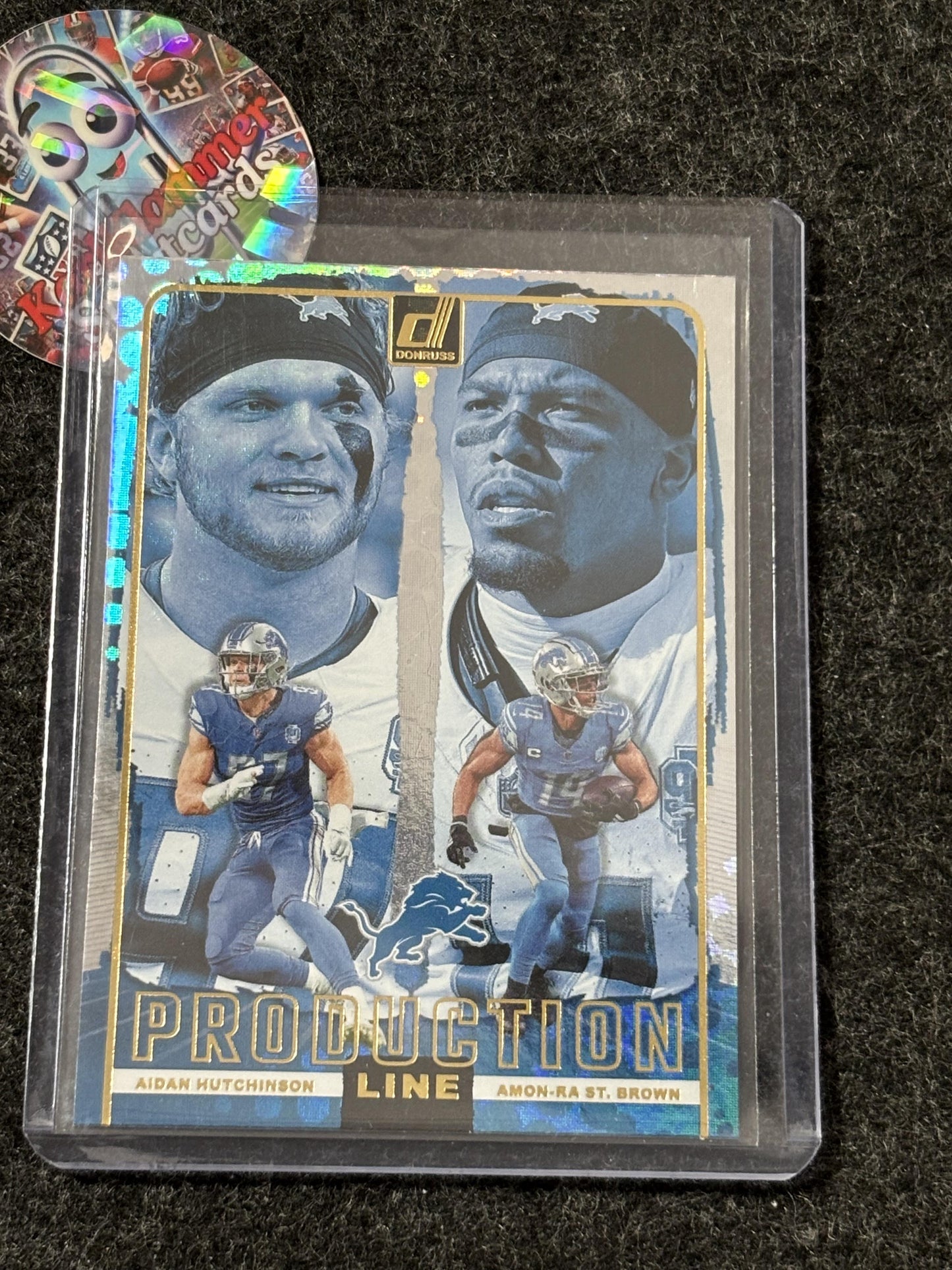 2024 Donruss #14 Aidan Hutchinson / Amon-Ra St. Brown Production Line Detroit Lions