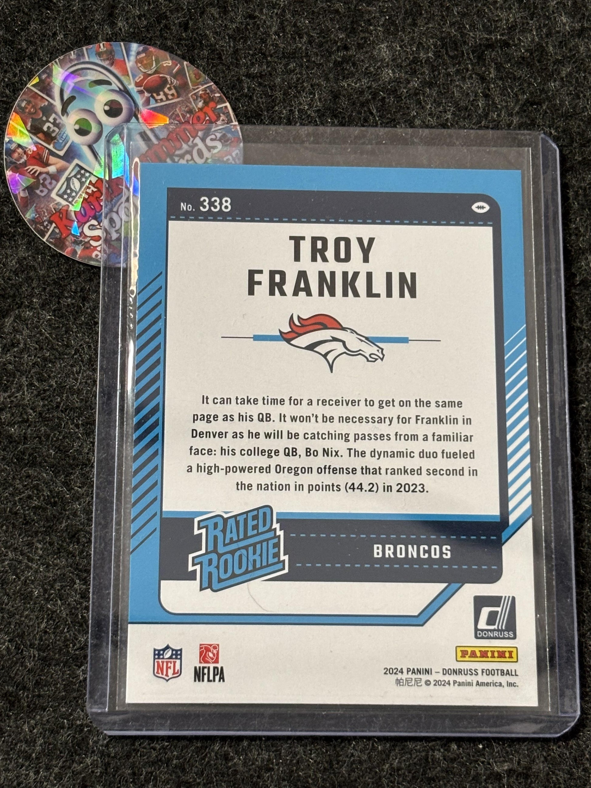 2024 Donruss #338 Troy Franklin Press Proof Green Denver Broncos RC