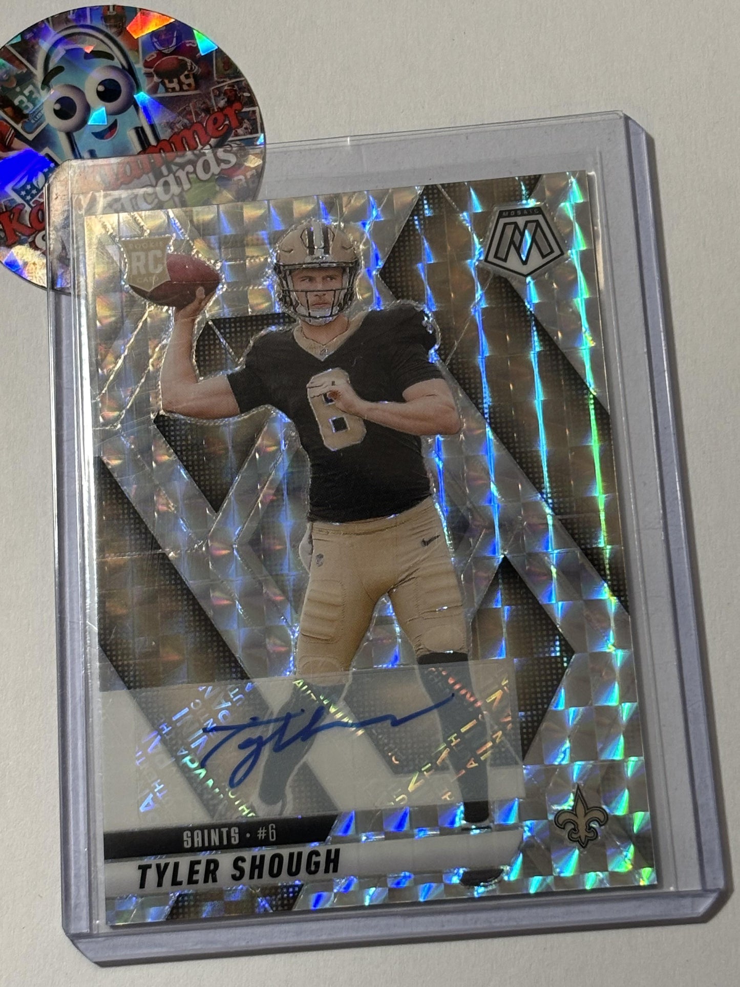 2025 Panini Mosaic #312 Tyler Shough Rookie Autographs Mosaic New Orleans Saints RC,AU